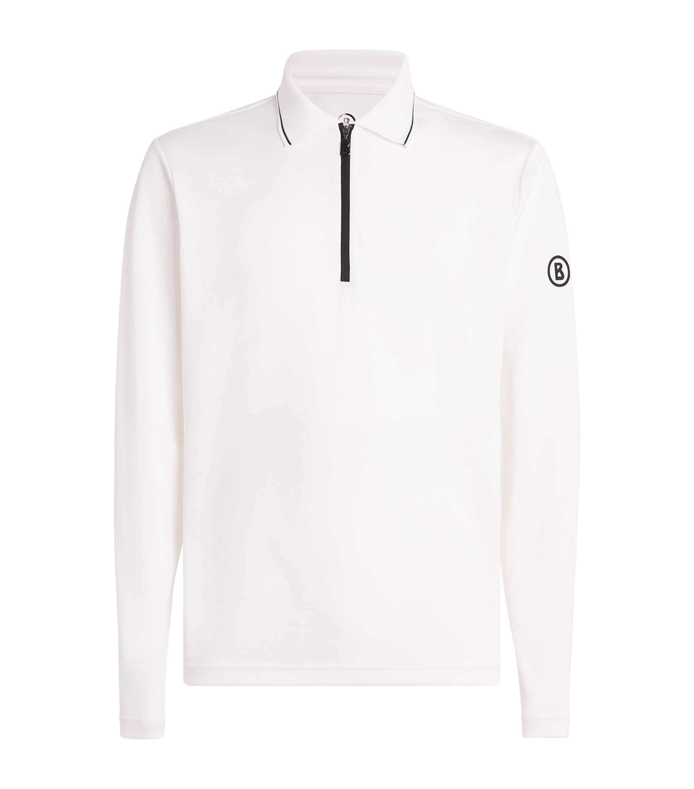 Bogner Long-sleeve Zip-up Polo Shirt In White