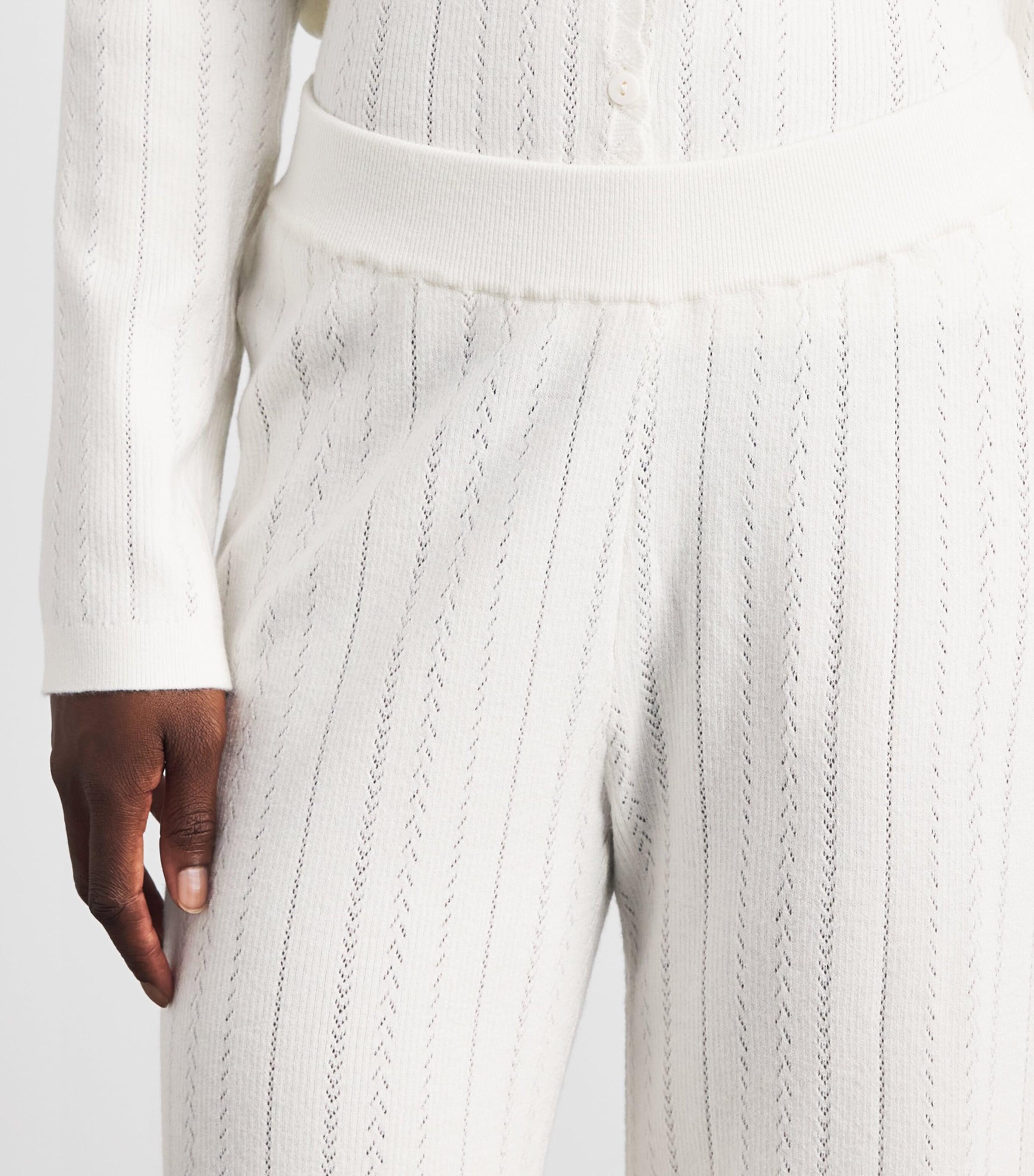 Eberjey Womens Pointelle Knitted Trousers Ivory Image 3