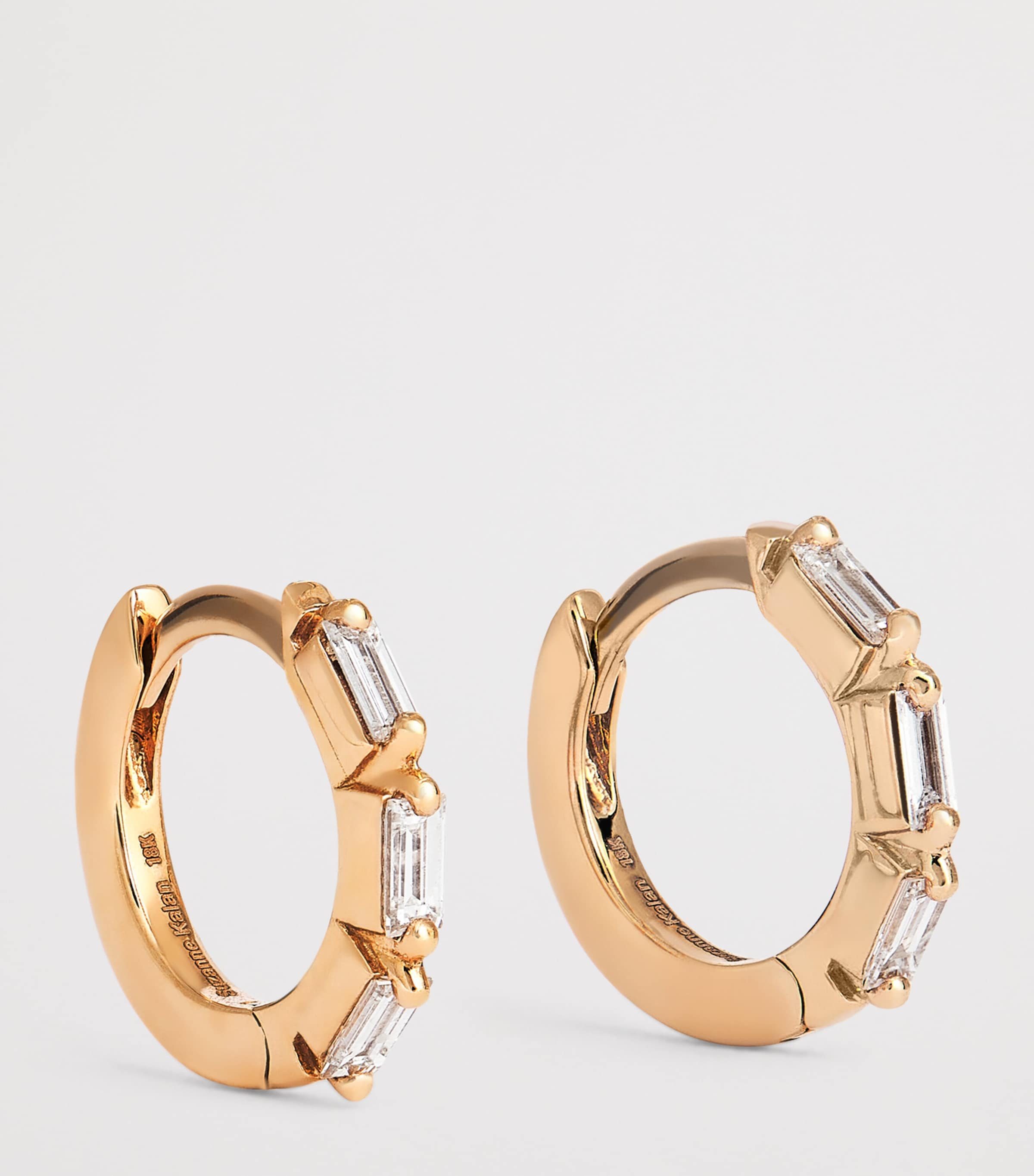 Suzanne Kalan Rose Gold And Diamond Bold Huggie Earrings In Gold