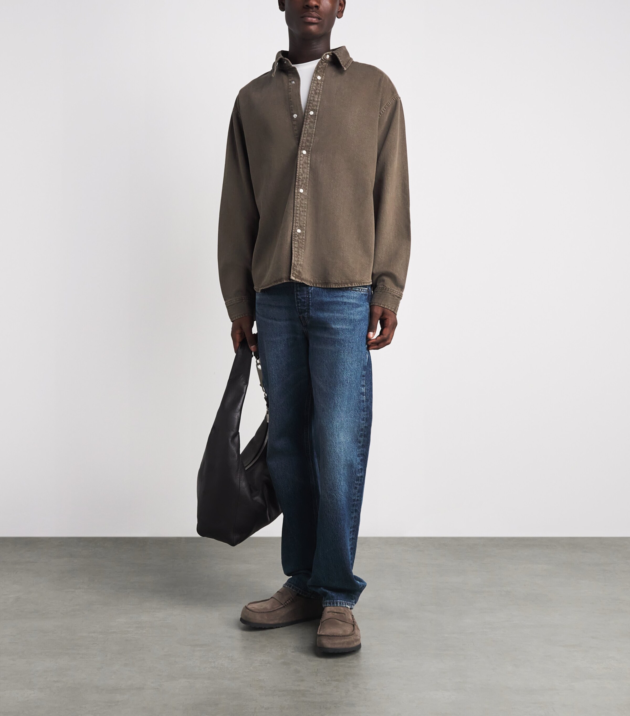 FRAME Mens Denim Overshirt Bsne Brownstone Image 2