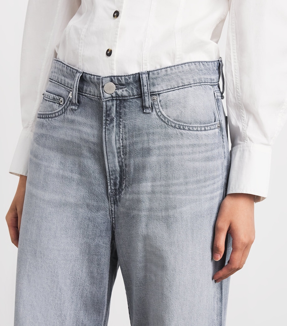 Rag & Bone Womens Featherweight Logan Mid-Rise Wide-Leg Jeans Sterling Image 3
