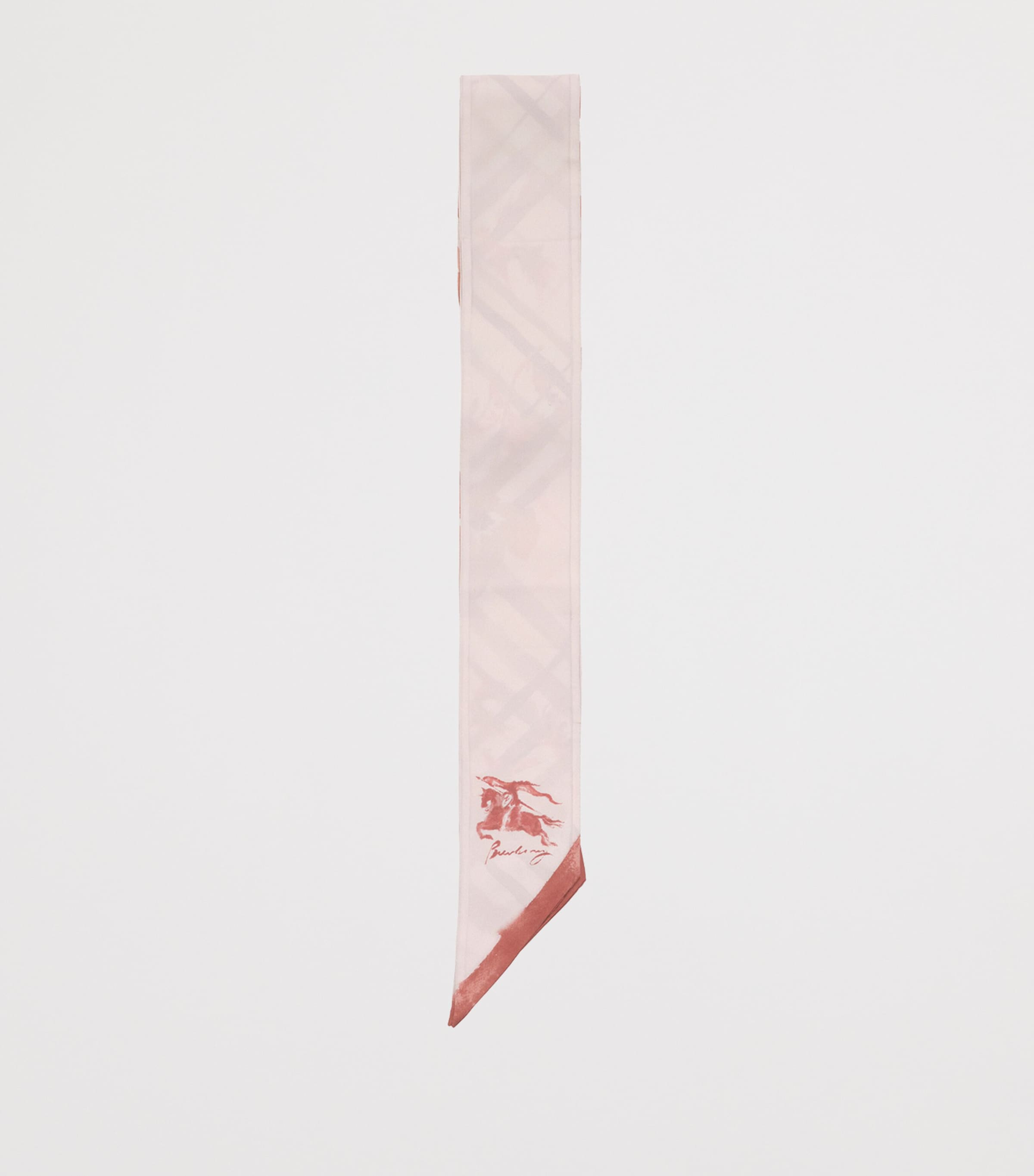 Burberry Silk Watercolour Check Skinny Scarf Quartz Pink Image 2