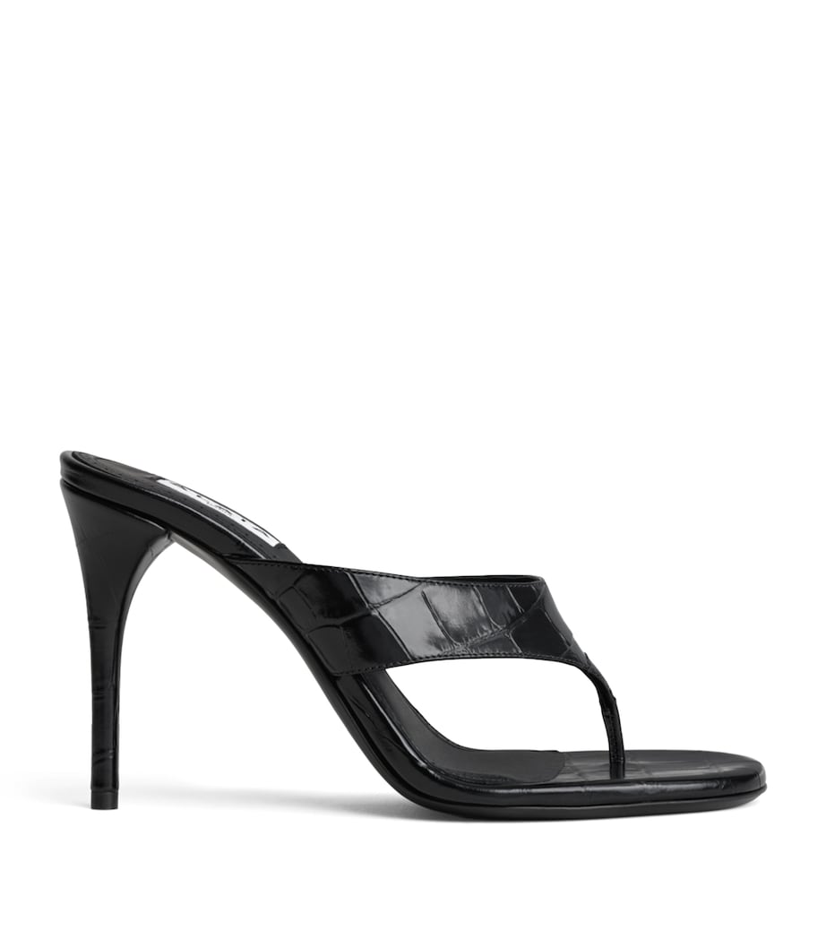 Alaïa Croc-Embossed Leather Thong Mules 90 Black Image 1