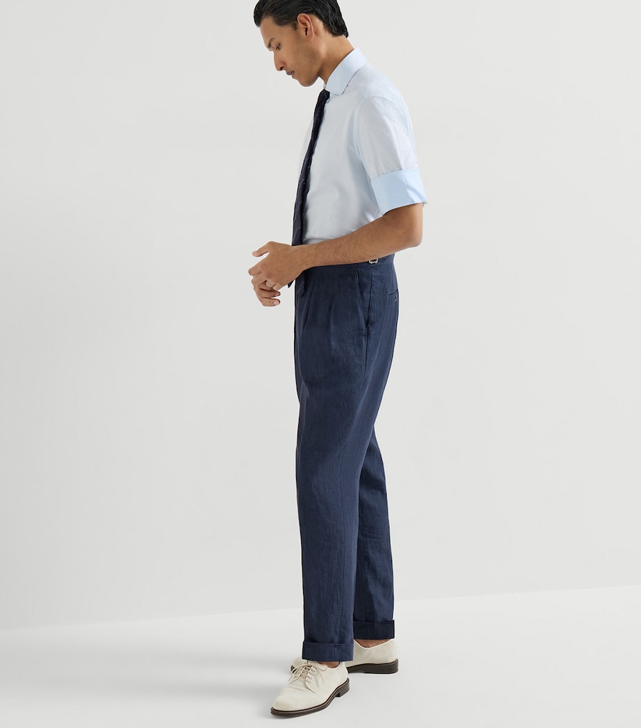 Brunello Cucinelli Mens Linen Taillored Trousers Image 4