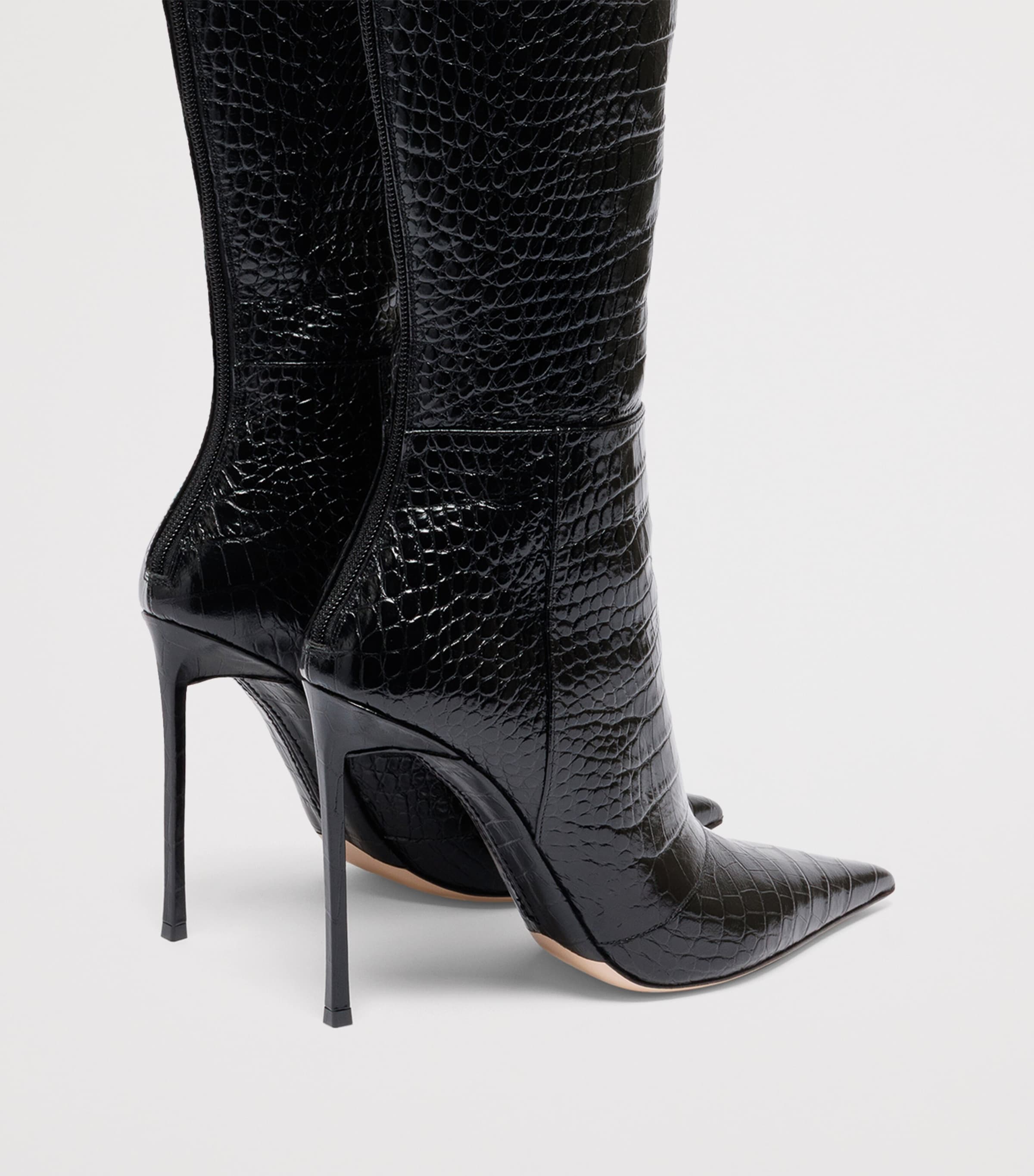 TOM FORD Croc-Embossed Leather Over-The-Knee Boots 105 Naa Image 5