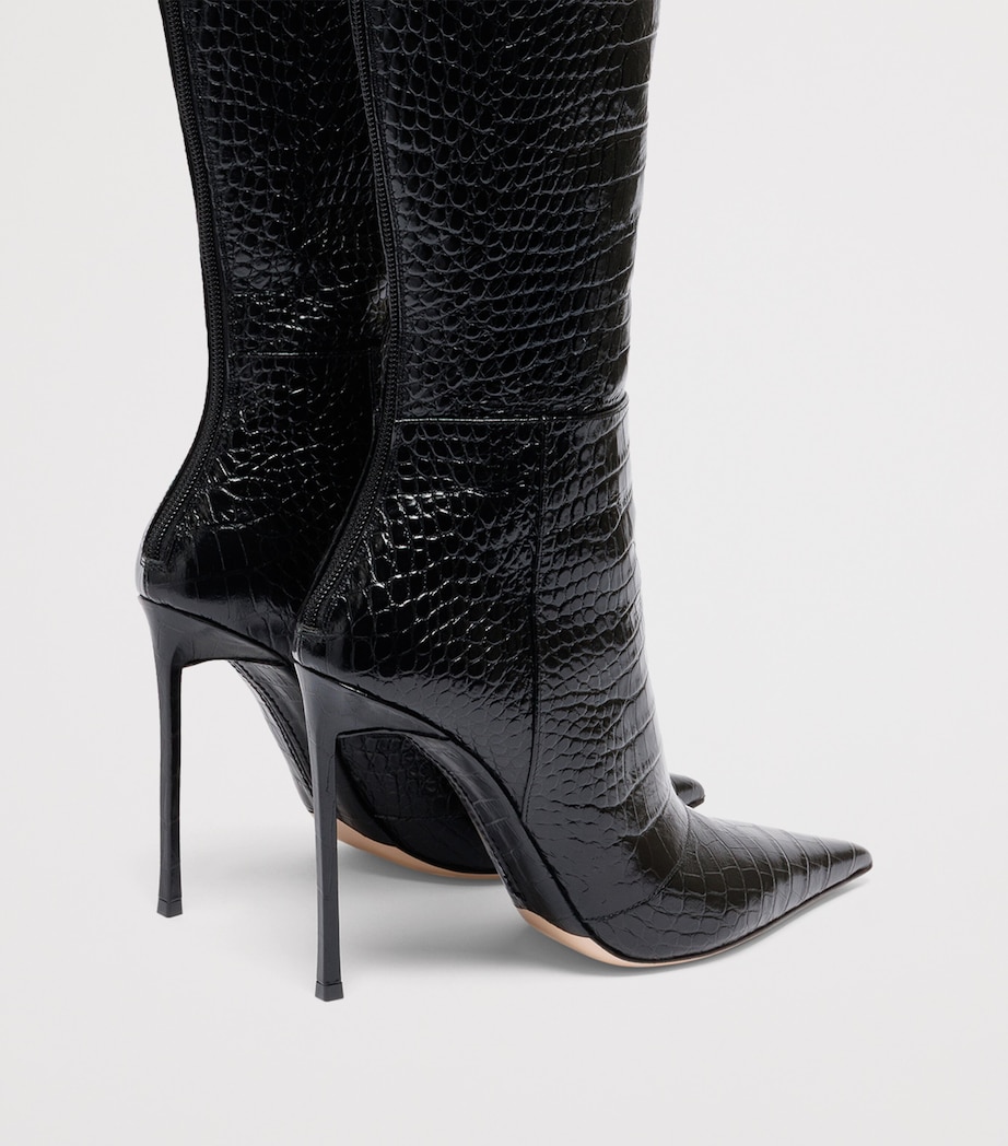 TOM FORD Croc-Embossed Leather Over-The-Knee Boots 105 Naa Image 5