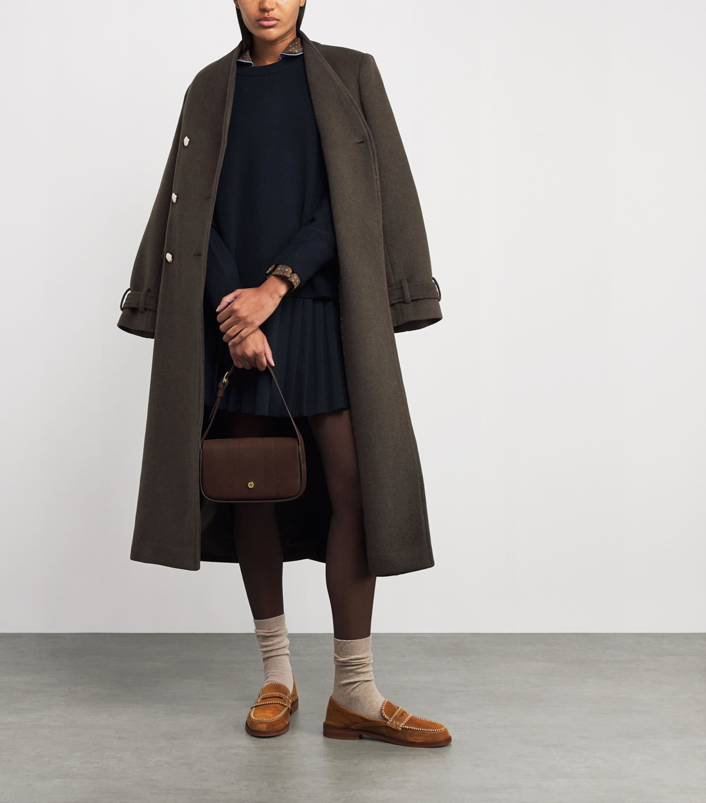 Claudie Pierlot Wool-blend Double-breasted Coat In Green