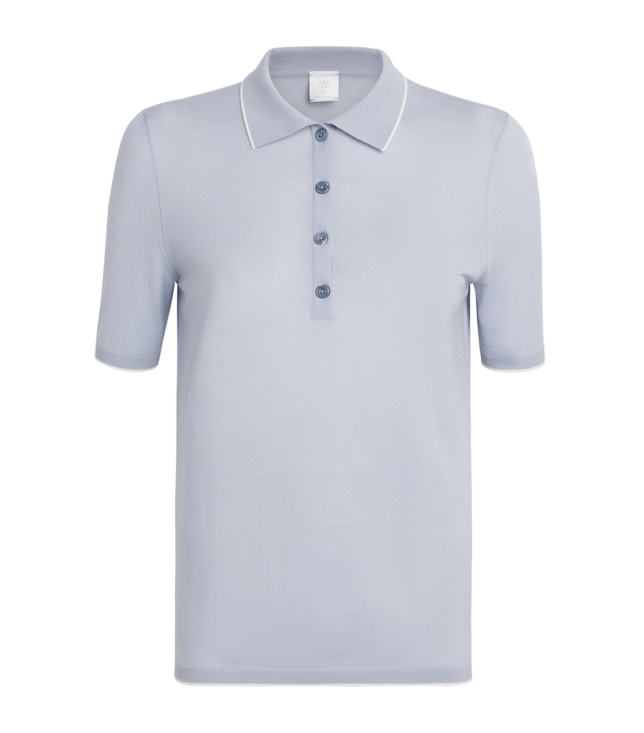 Eleventy Womens Wool Polo Sweater Nuvola, Bianco Image 1