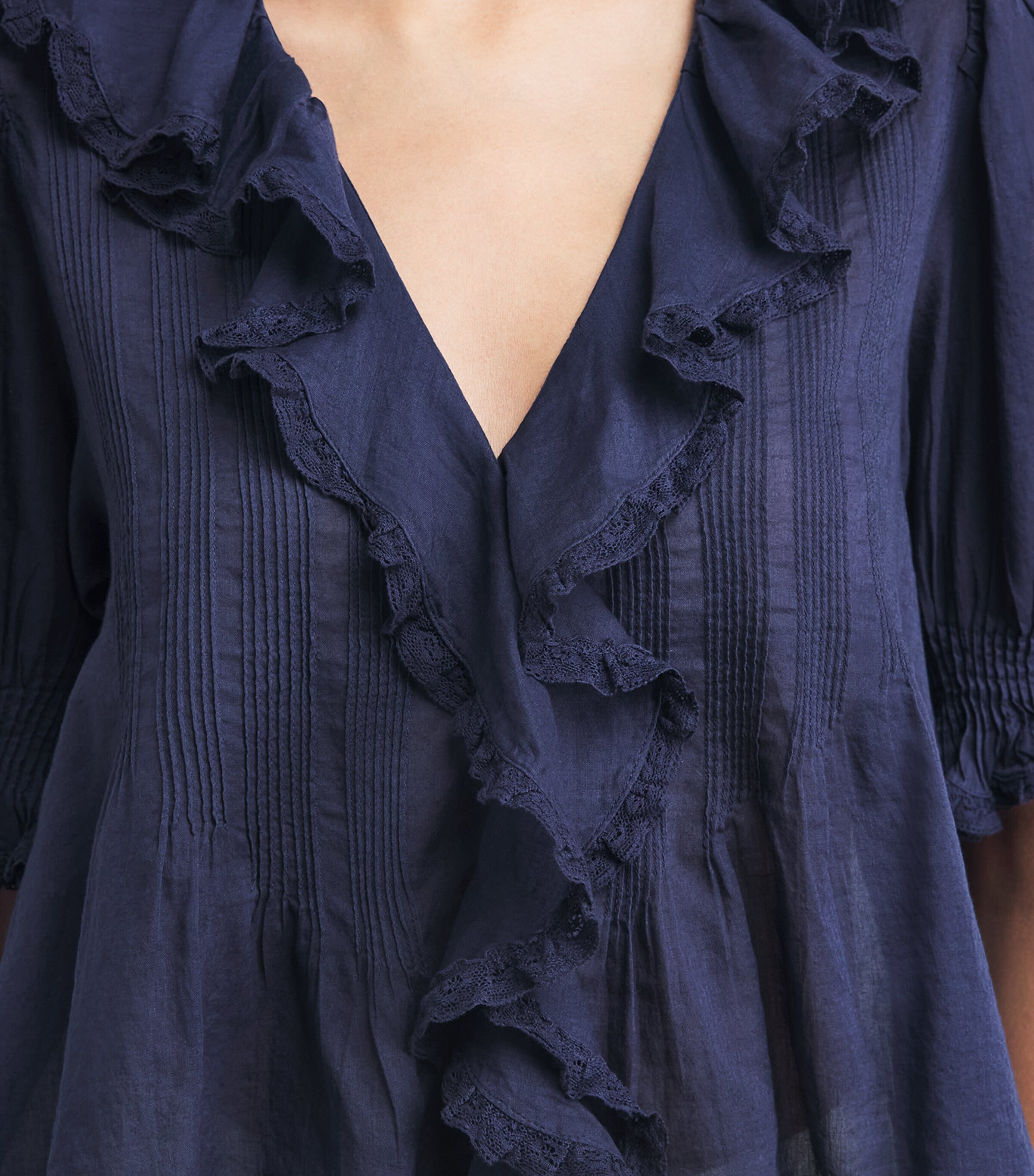 DÔEN Womens Organic Cotton Henri Blouse Adriatic Image 3