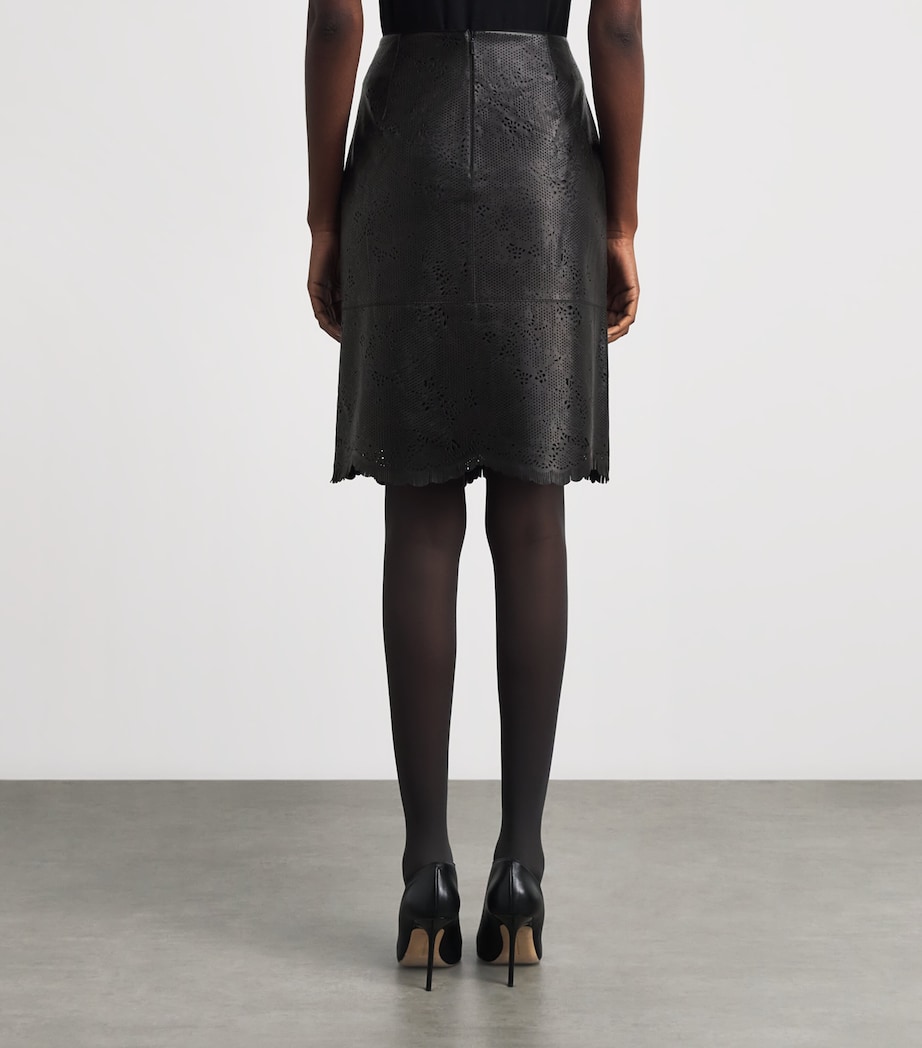 Lafayette 148 Womens Lambskin Laser-Cut Mini Skirt Black Image 5