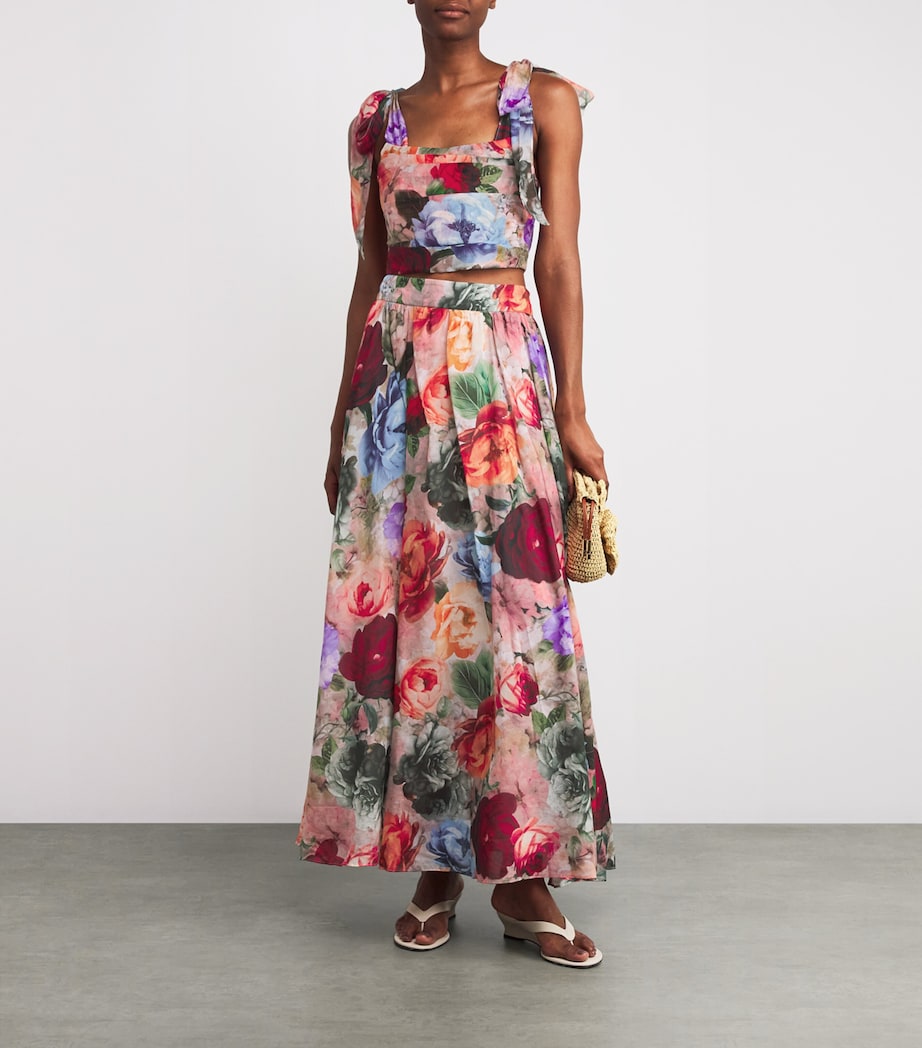 Alice+Olivia Womens Cotton-Silk Floral Nilda Maxi Skirt Storm Floral Sm Image 2
