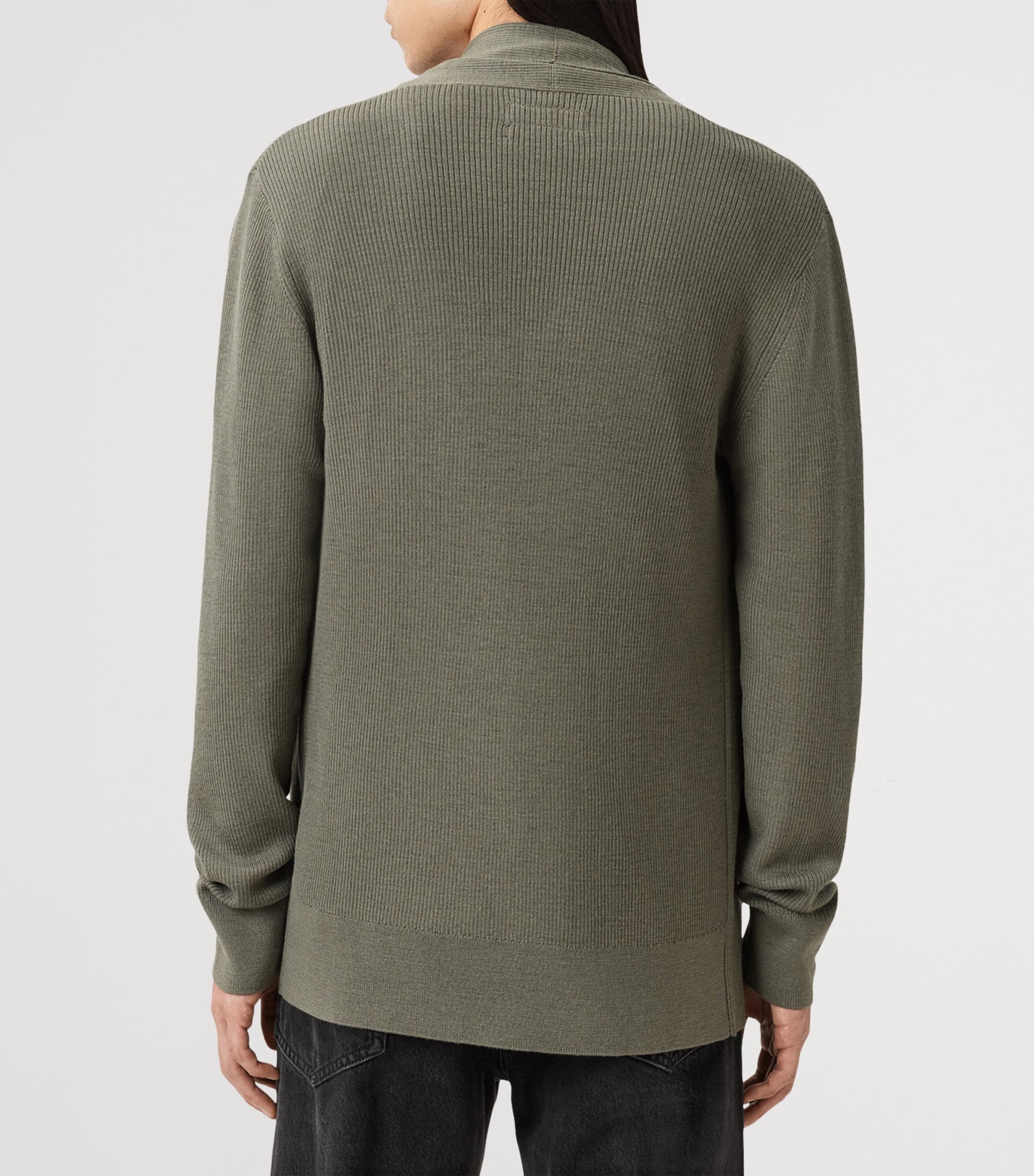 Merino Wool Mode Cardigan DUSKY GREEN Image 4