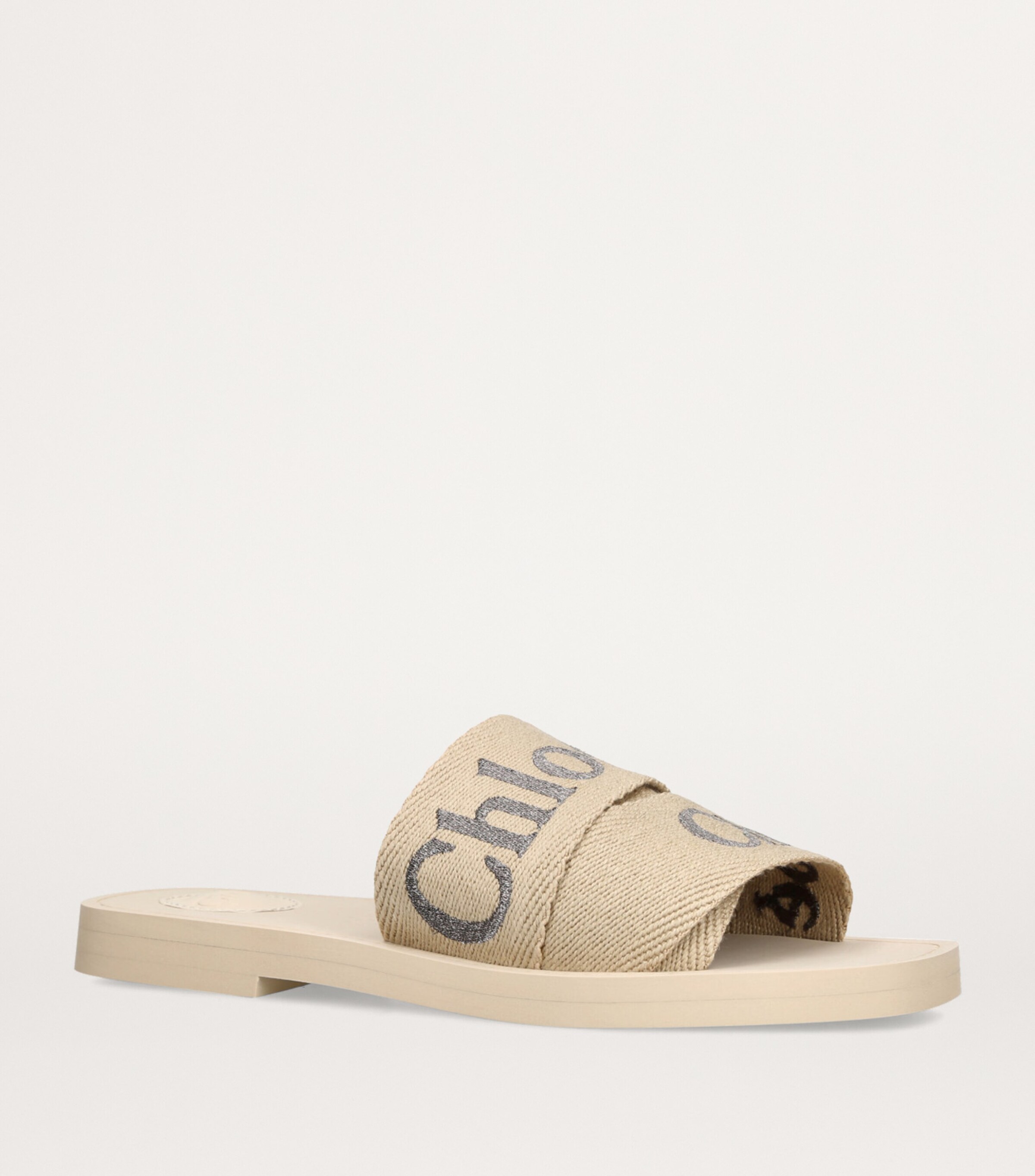 Chloé Logo Woody Slides Beige Comb Image 4