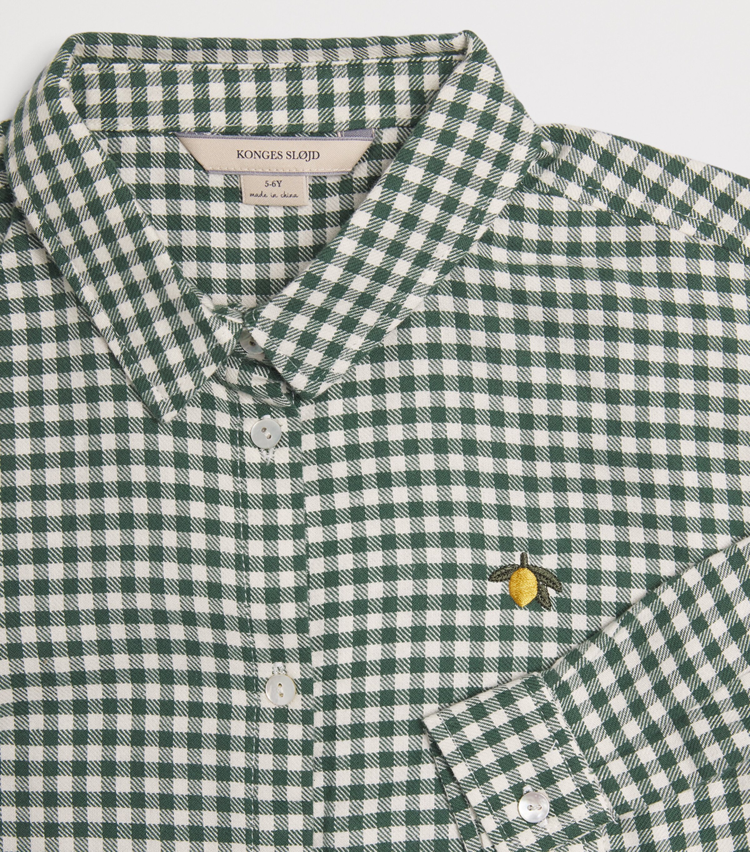 Organic Cotton Check Shirt (5-10 Years) P40022 GREEN CHECK Image 4