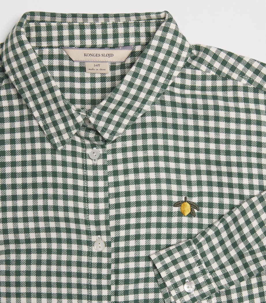 Organic Cotton Check Shirt (5-10 Years) P40022 GREEN CHECK Image 4