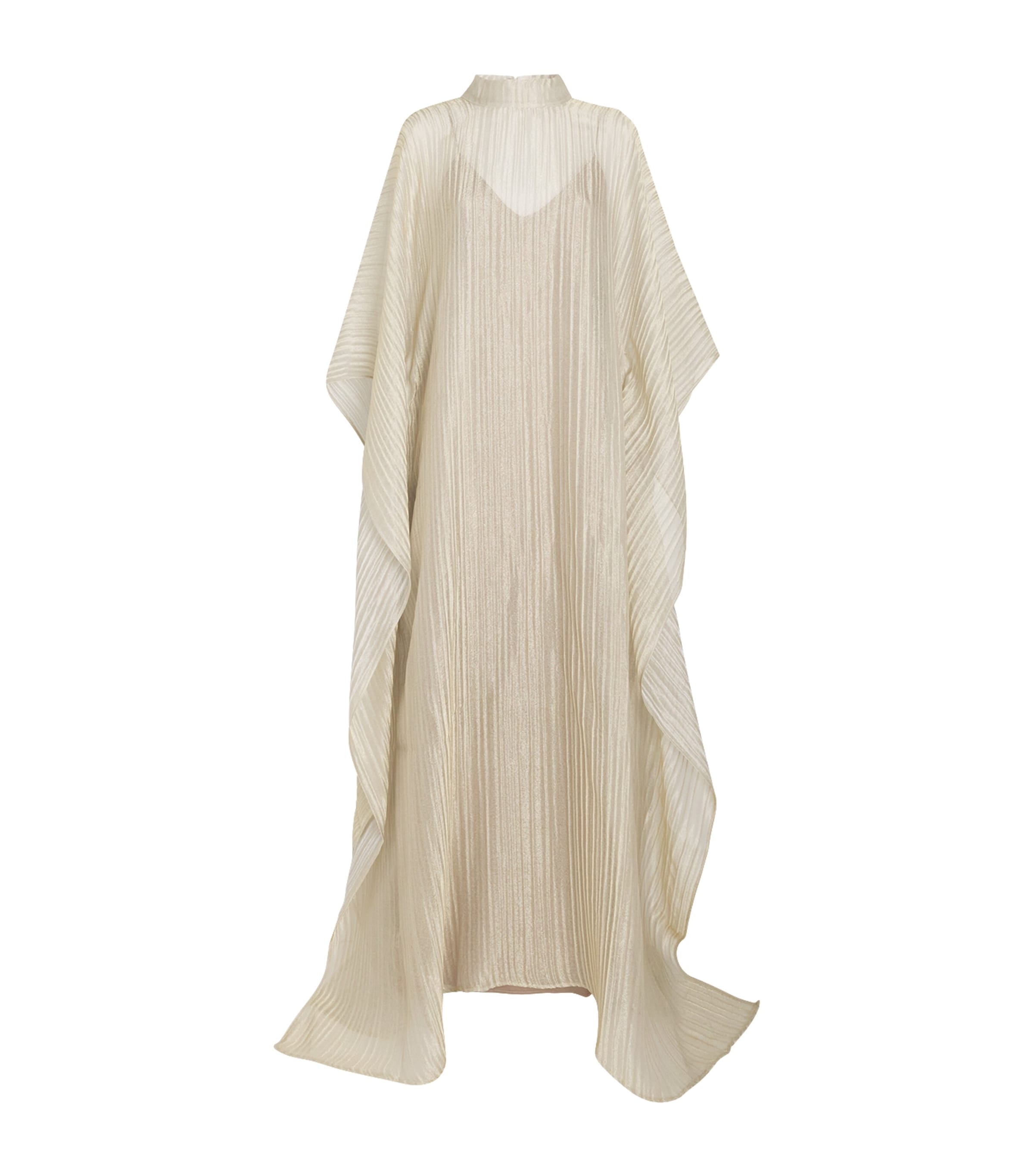 Taller Marmo Basento Pleated Fil Coupé Turtleneck Gown In Gold