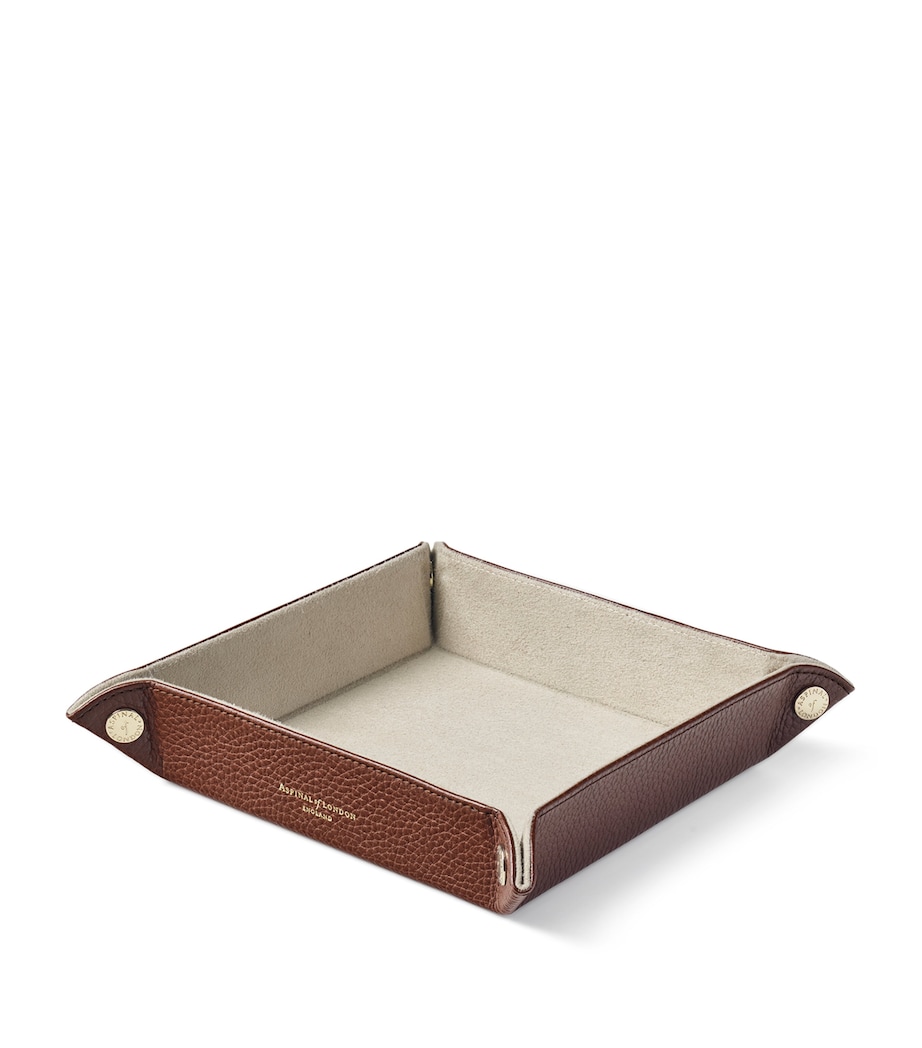 Medium Leather Tidy Tray (20cm x 20cm) TOBACCO Image 1