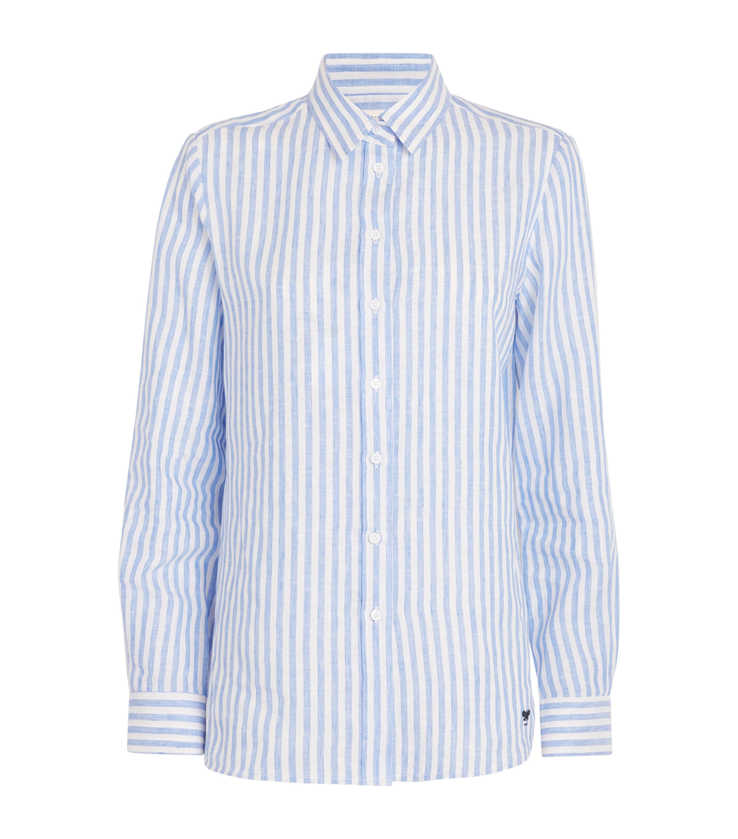 Weekend Max Mara Gestreiftes Hemd Aus Leinen In Brown