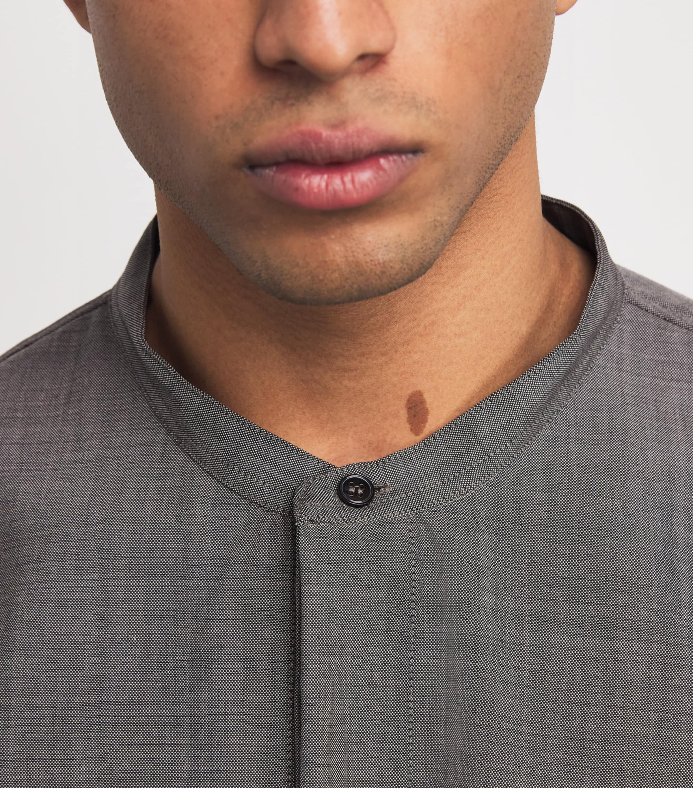Wool Grandad-Collar Shirt WARM GREY Image 6