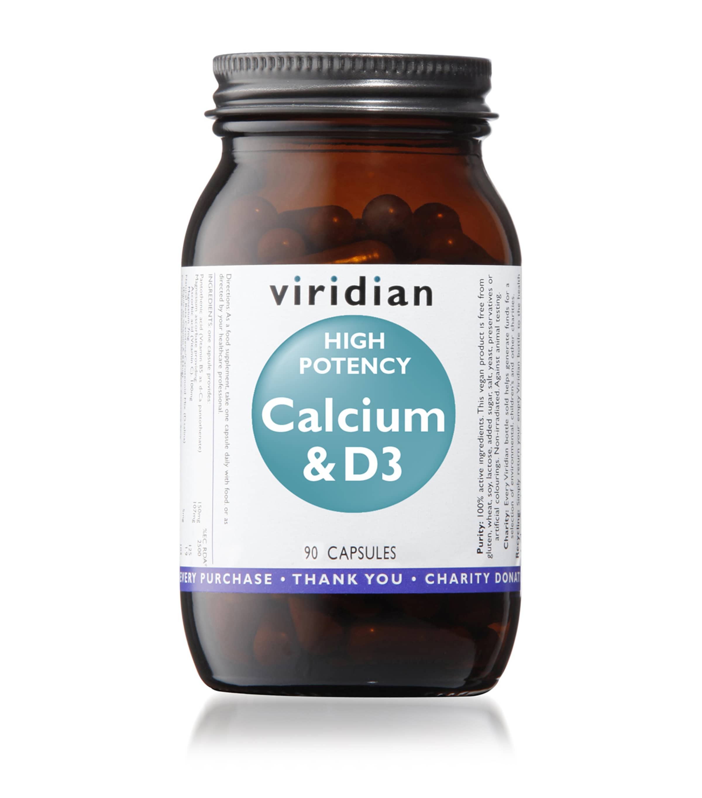 Viridian High Potency Calcium & Vitamin D3 Supplement (90 Capsules) | Health & Wellbeing | Vitamins & Supplements | Body Care | Beauty Supplements | Designers | Viridian