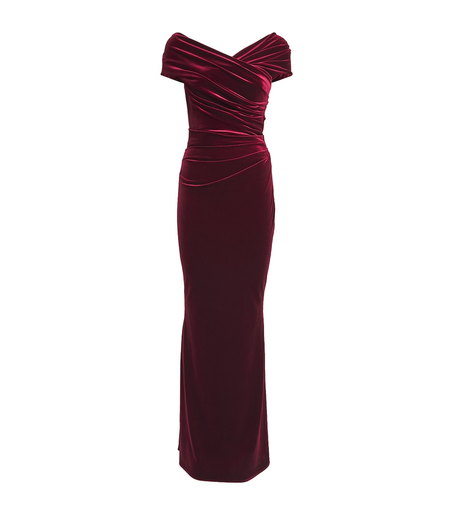 Velvet Off-The-Shoulder Maxi Dress 364 BURGUNDY Image 1