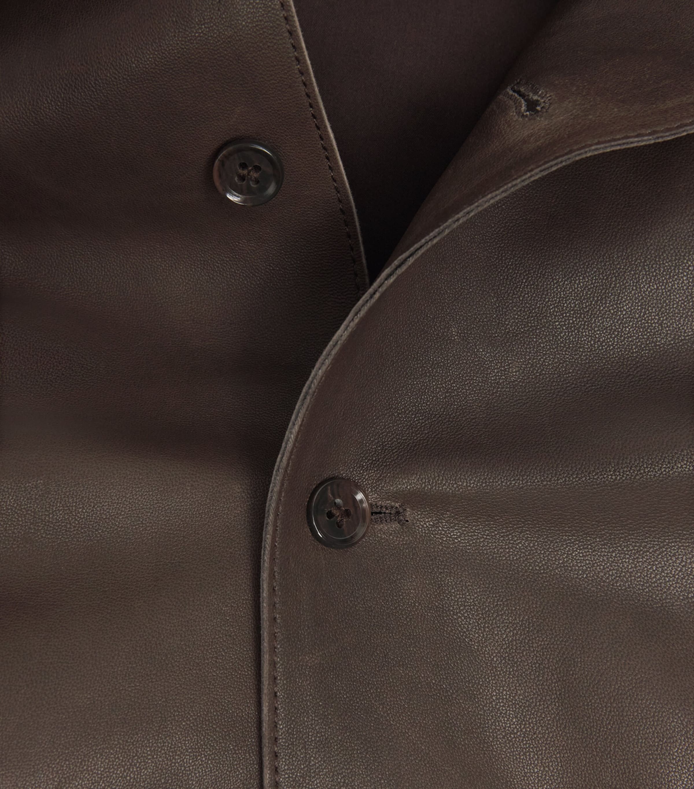 Arma Mens Timon Leather Shirt Charcoal Brown Image 6