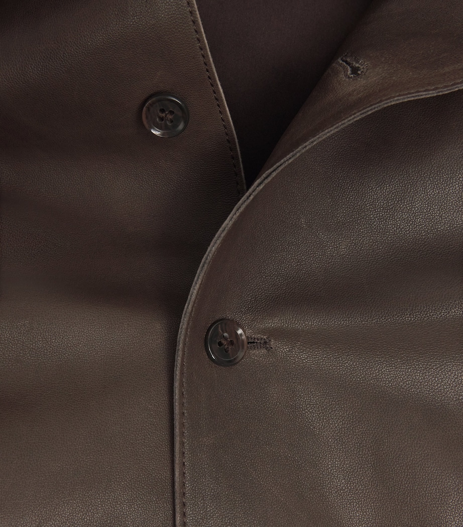 Arma Mens Timon Leather Shirt Charcoal Brown Image 6
