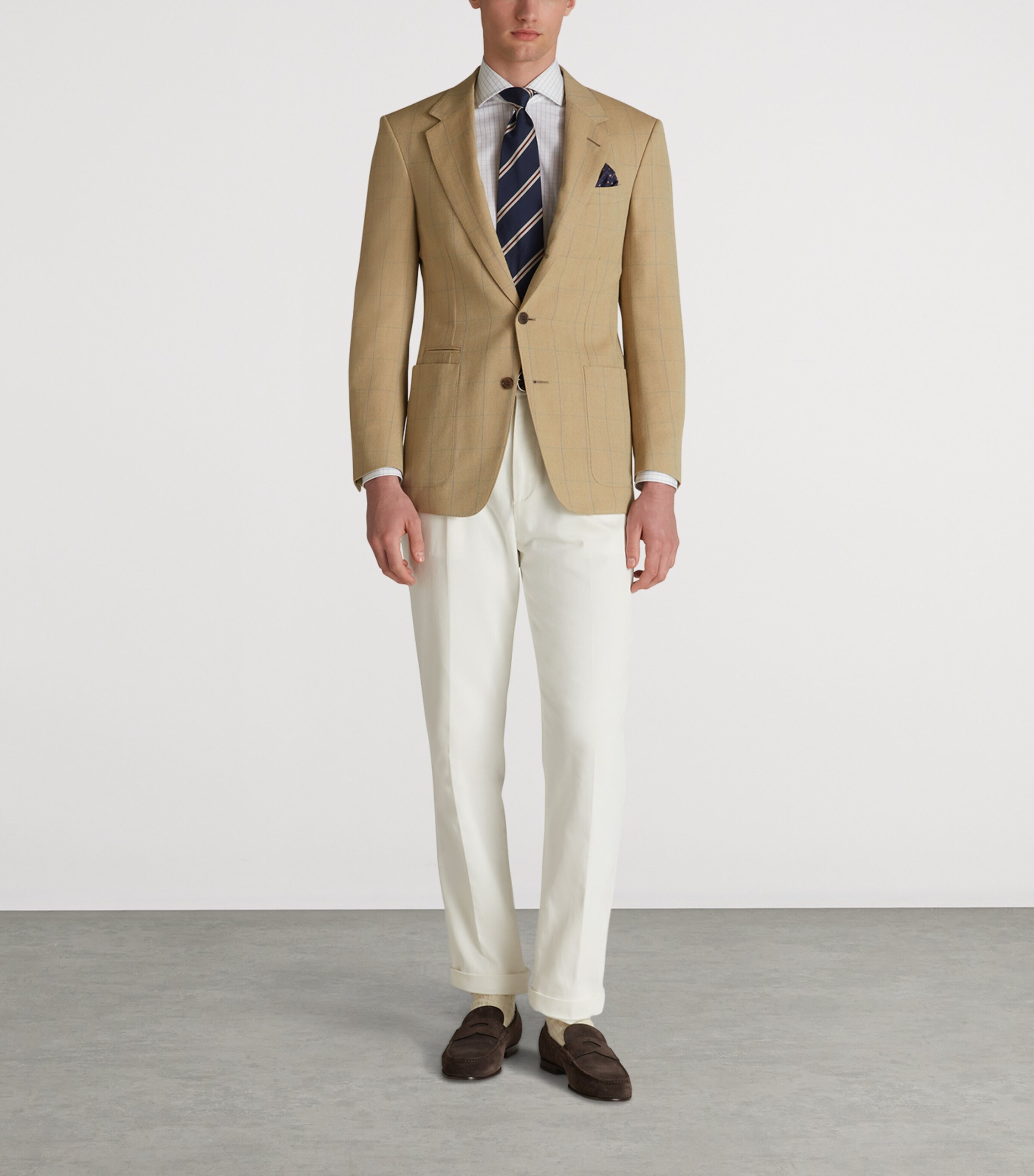 Wool Twill Windowpane Check Bourdon Blazer 742PASTEL YELLOW Image 2