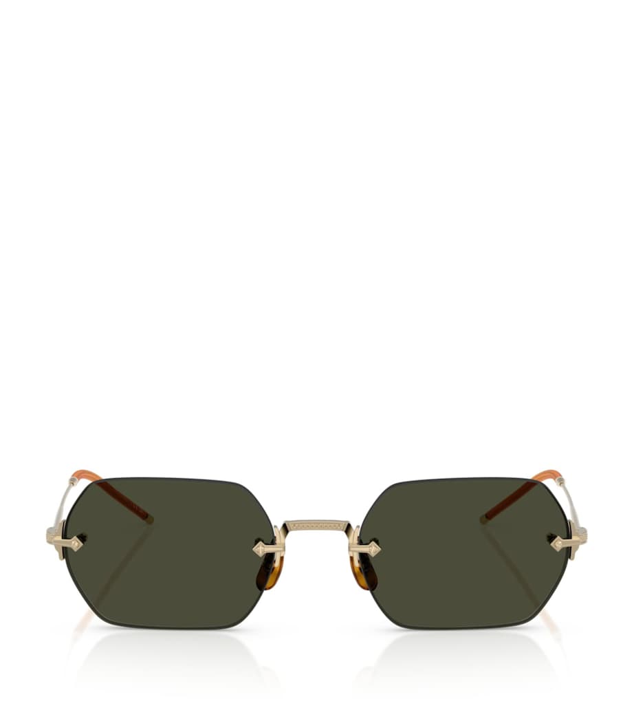 Oliver Peoples Titanium TK-13 Rectangle Sunglasses Gold Image 1