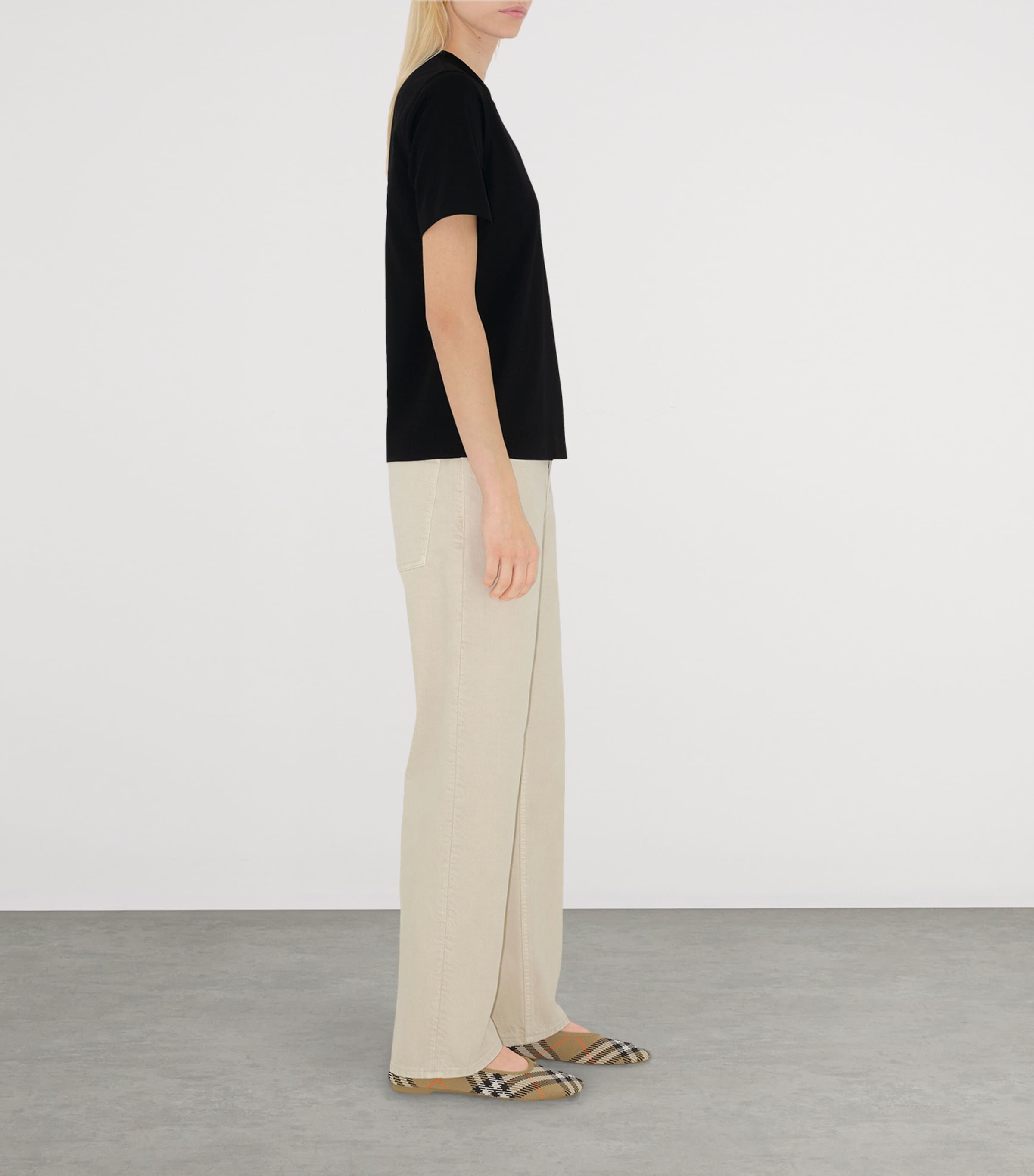 Cotton Check Label T-Shirt BLACK Image 5