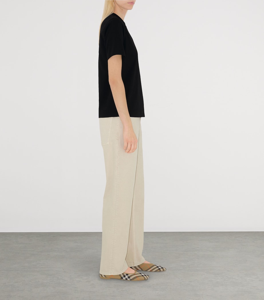 Cotton Check Label T-Shirt BLACK Image 5