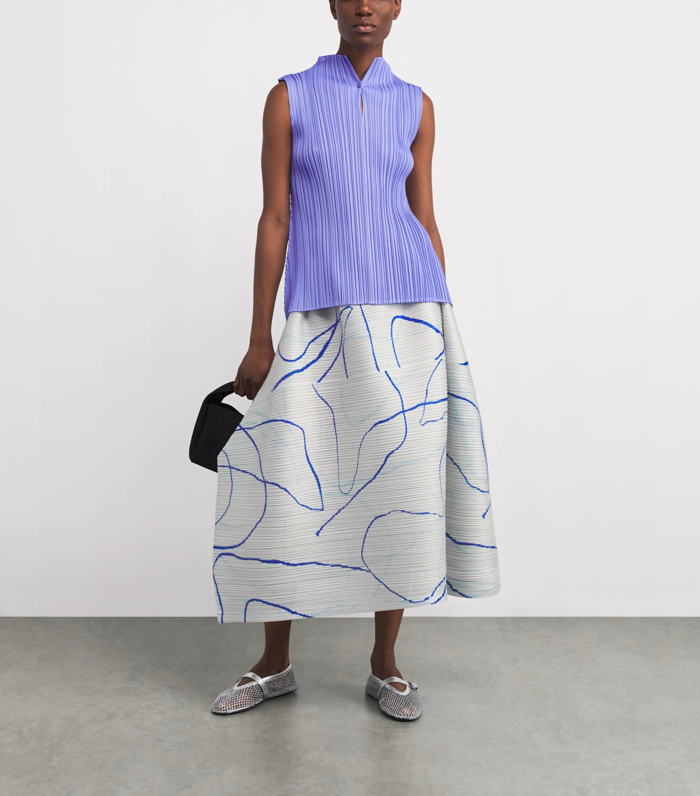 Printed Pause Midi Skirt GREY Image 2