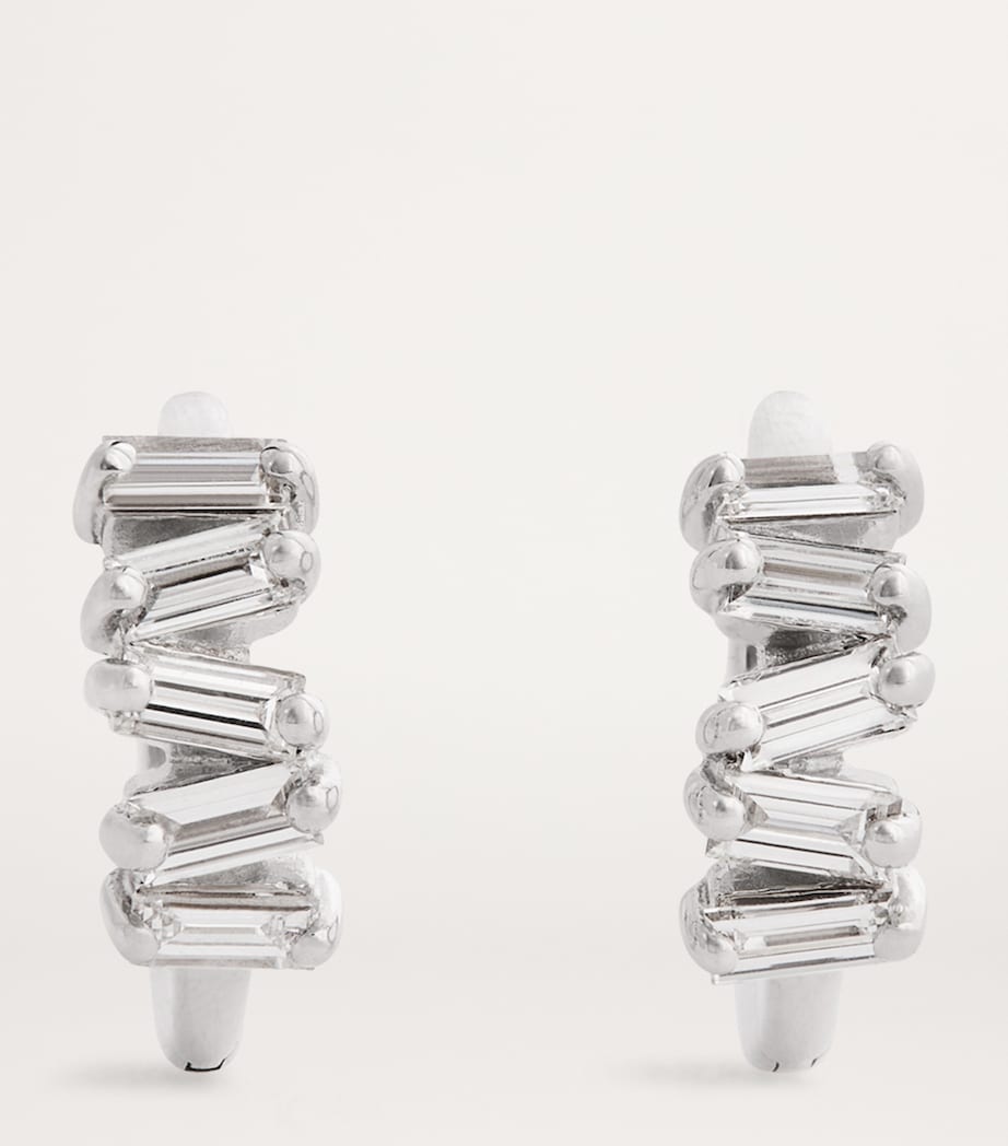 Suzanne Kalan White Gold and Diamond Bold Huggie Earrings Wg/wd Image 3
