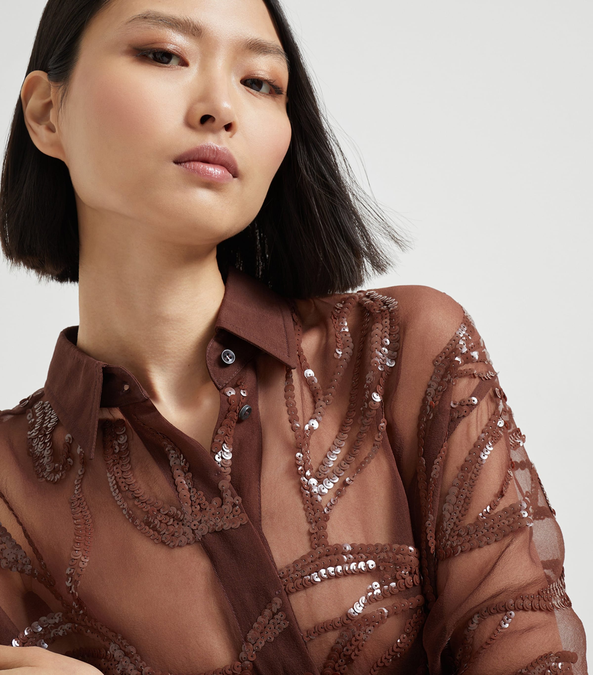 Silk Floral-Embroidery Shirt C4193 Image 2