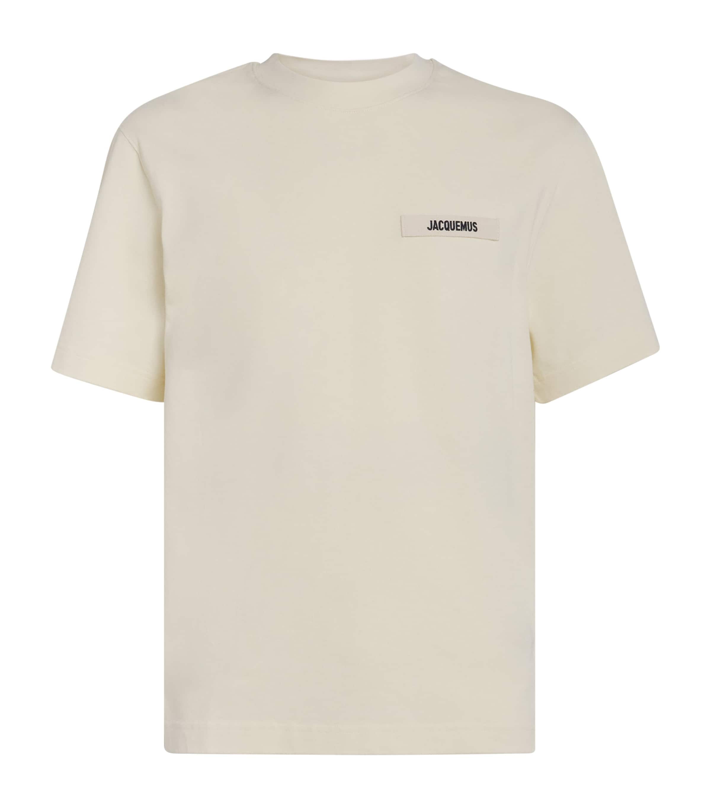 Jacquemus Le T-shirt Gros Grain Beige T-shirt With Logo Patch On The Front In Cotton Man In Sand