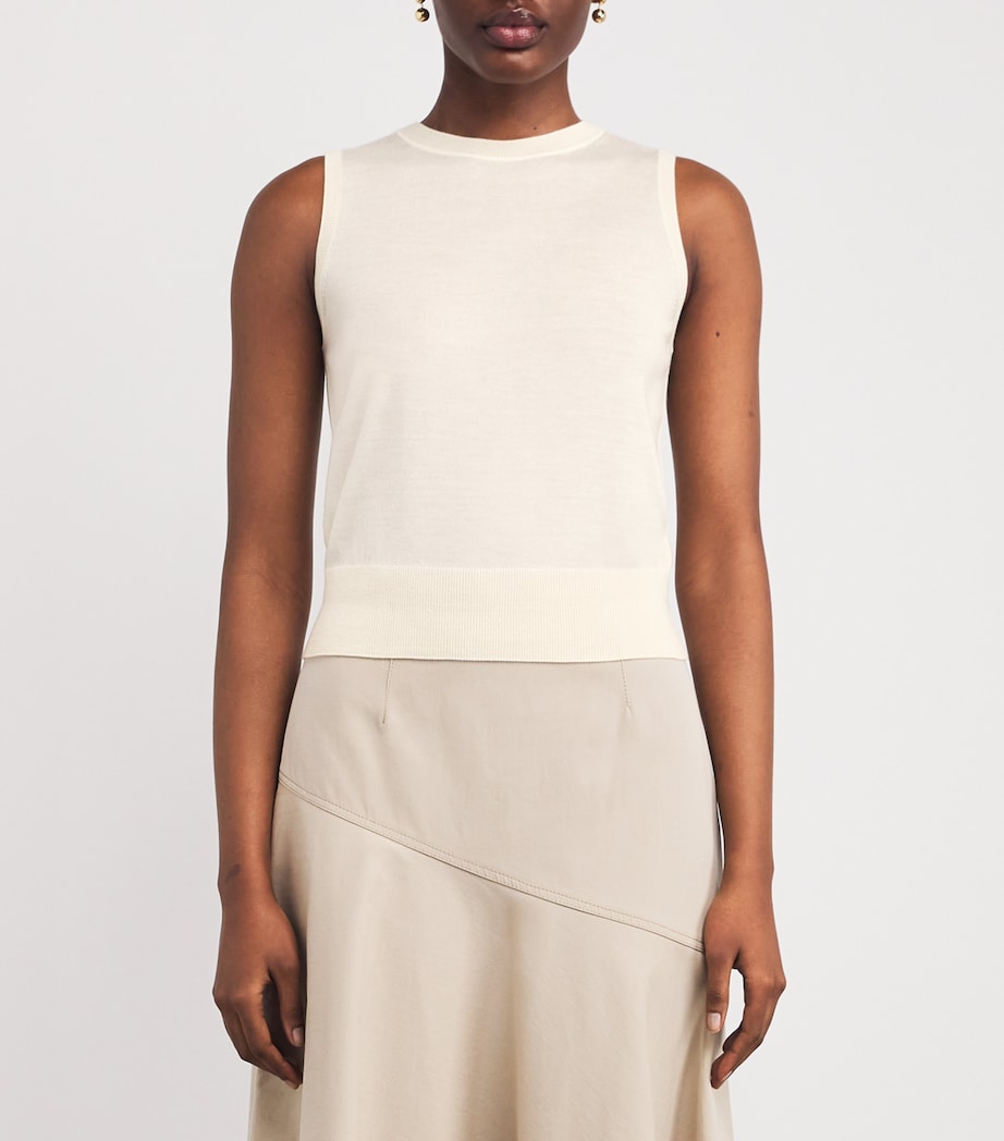 Cashmere-Silk Sleeveless Sweater Top IVORY Image 3
