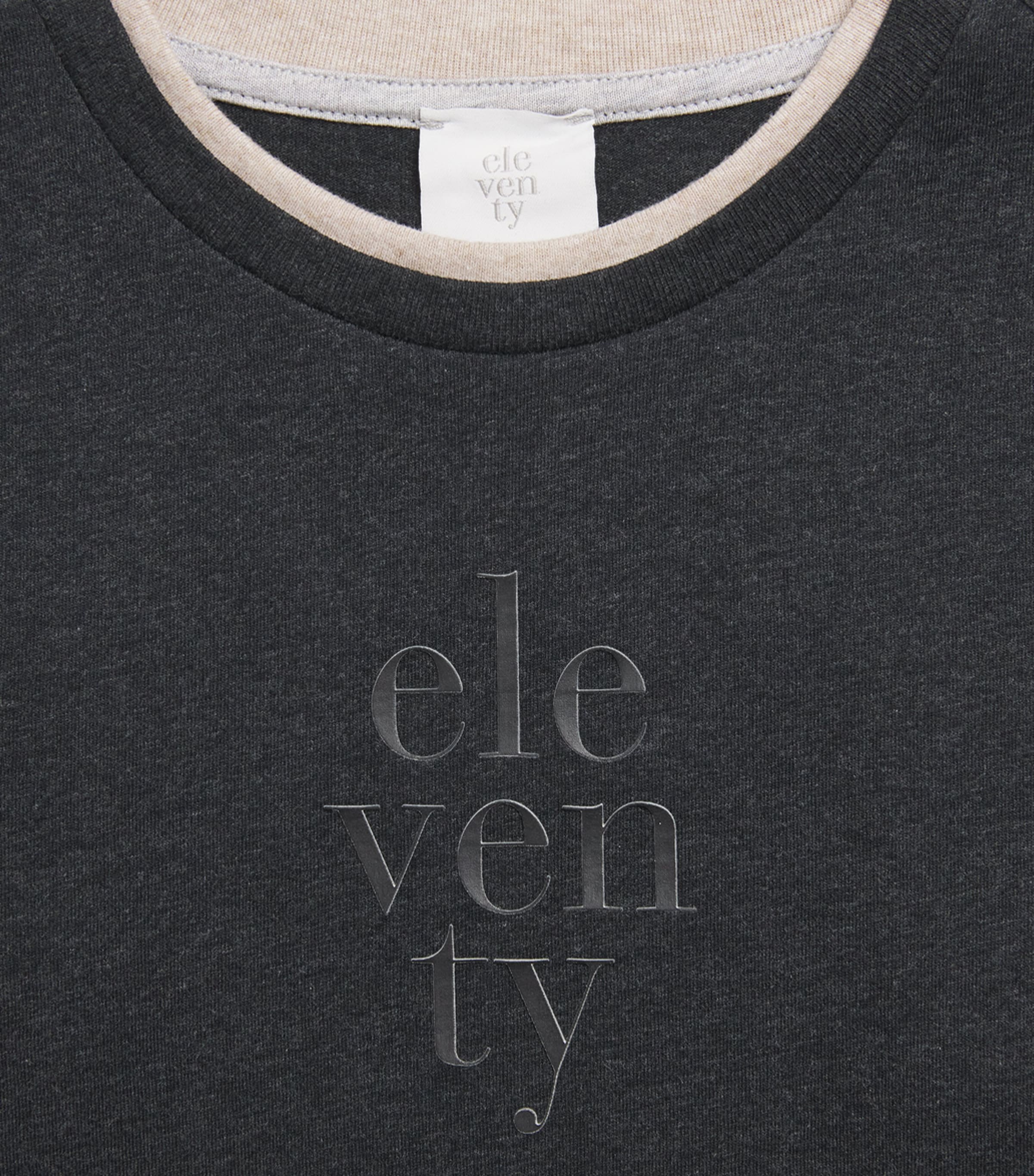 Eleventy Kids Cotton Logo T-Shirt (2-16 Years) Antracite Melan Image 3