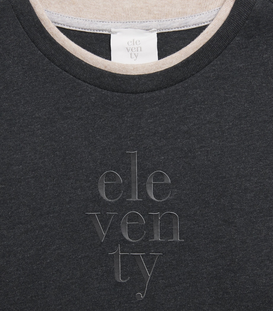 Eleventy Kids Cotton Logo T-Shirt (2-16 Years) Antracite Melan Image 3