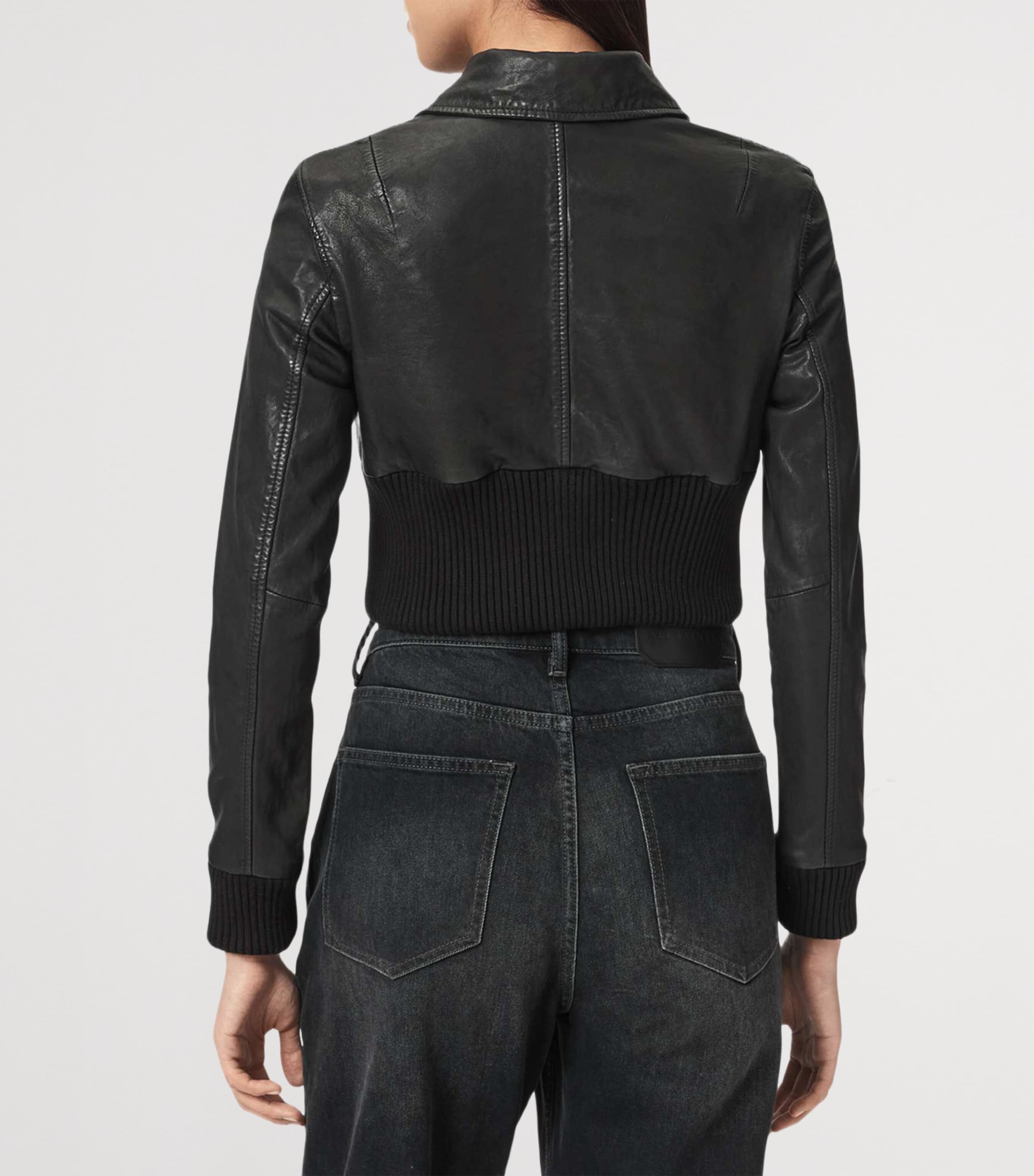 AllSaints Womens Leather Lena Jacket Black Image 4
