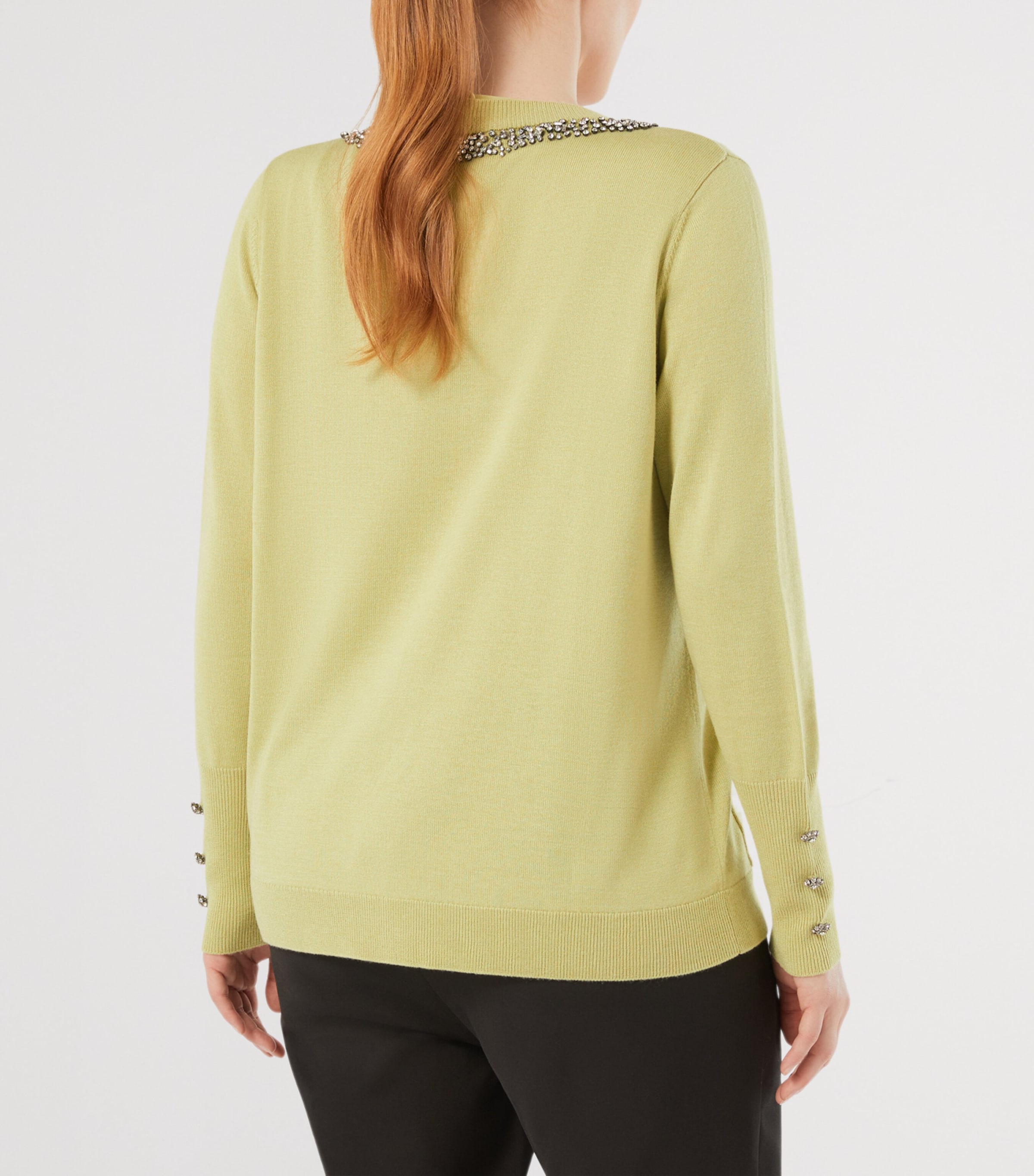 Marina Rinaldi Womens Embellished Round-Neck Cardigan Lime Image 3