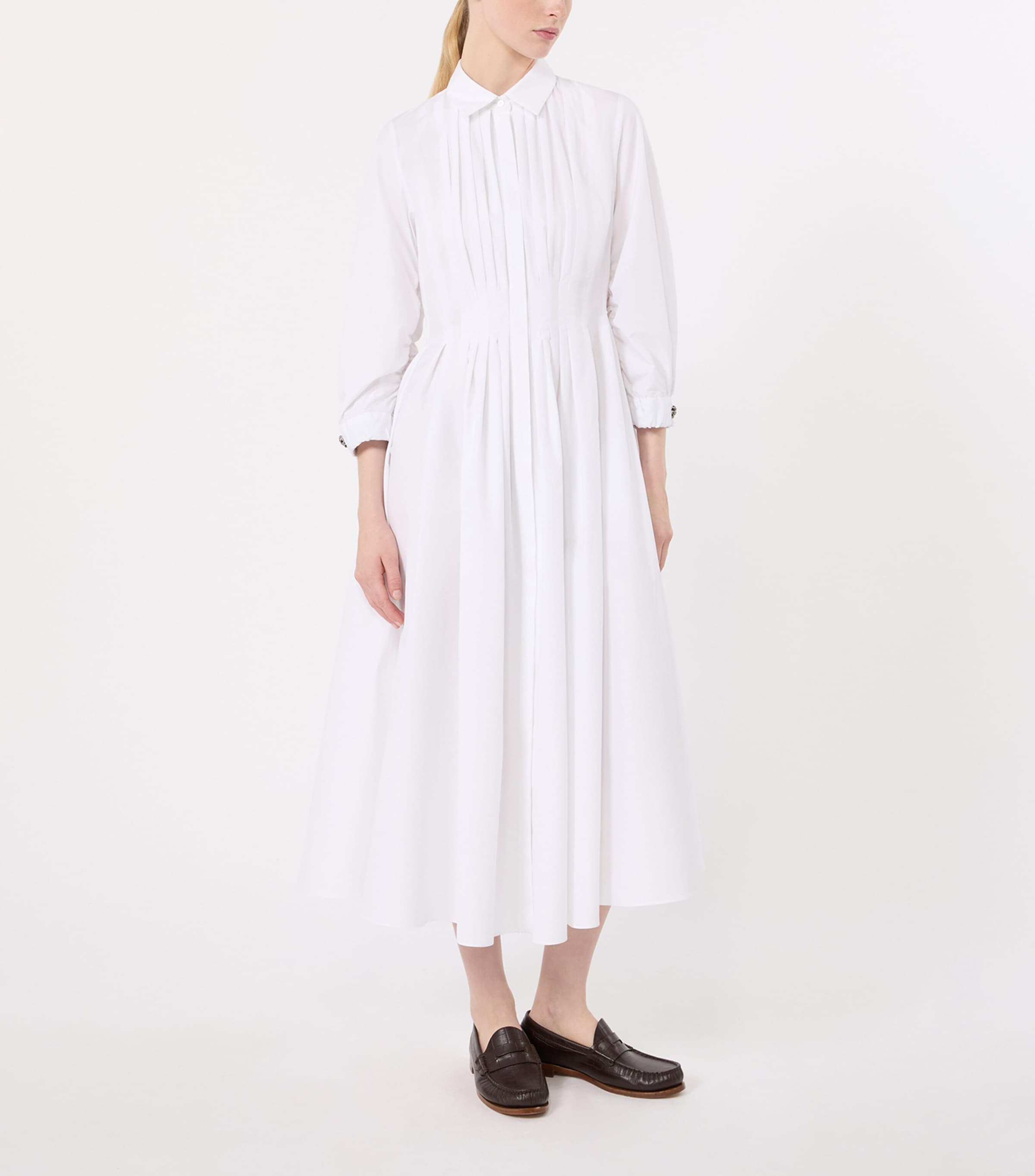 Max Mara Womens Cotton Poplin Shirt Dress White Image 3