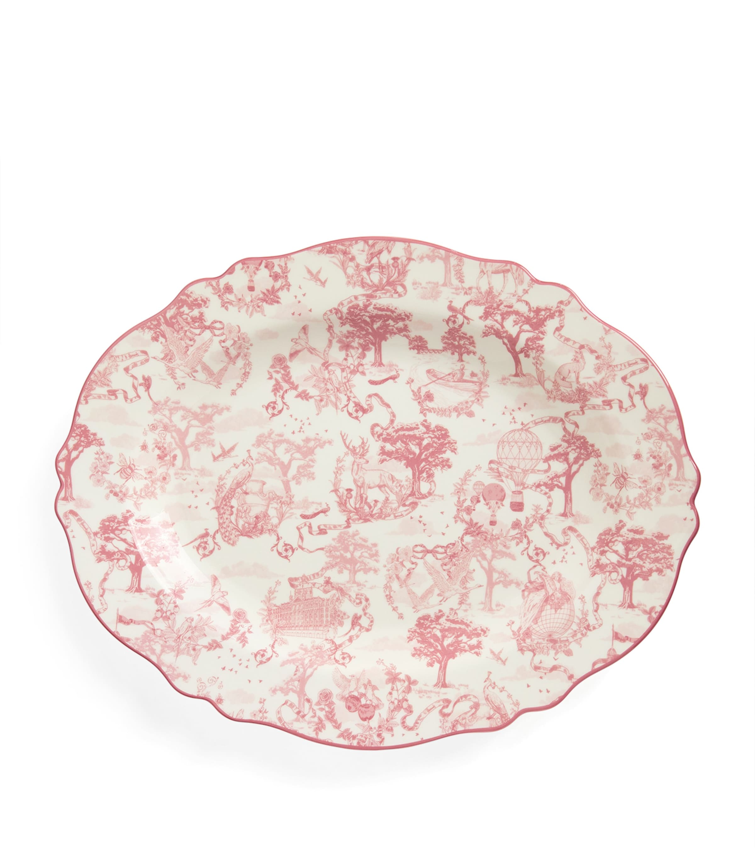 Harrods Bone China Toile Platter In Pink