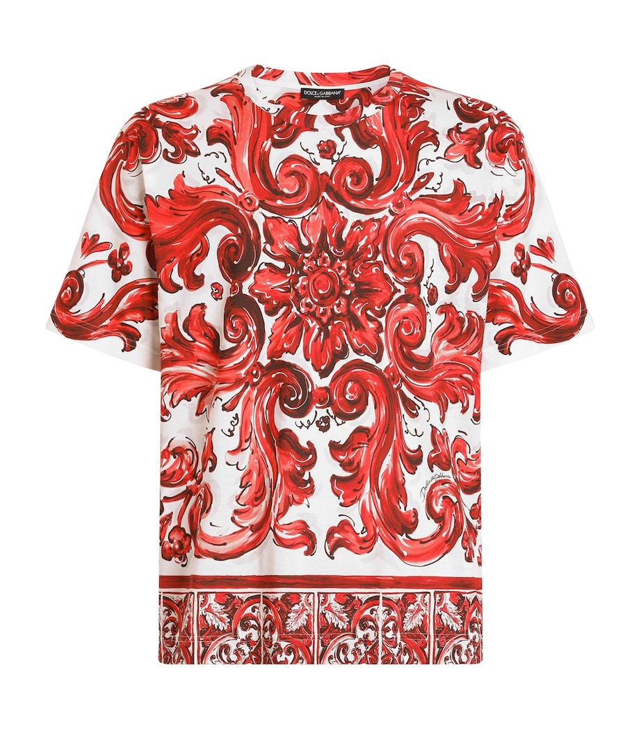Dolce&Gabbana Mens Cotton Majolica Print T-Shirt Maiolica Ru Image 1