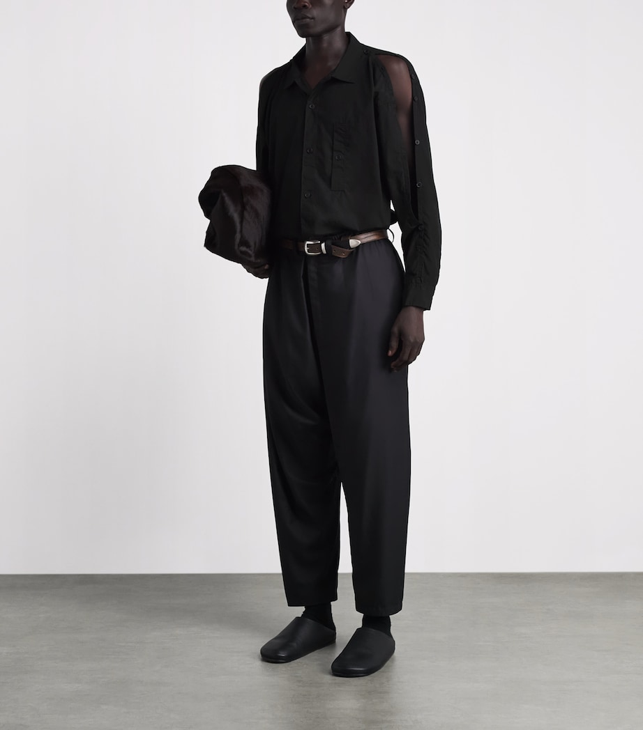 Yohji Yamamoto Mens Cotton Buttoned-Shoulder Shirt Black Image 2