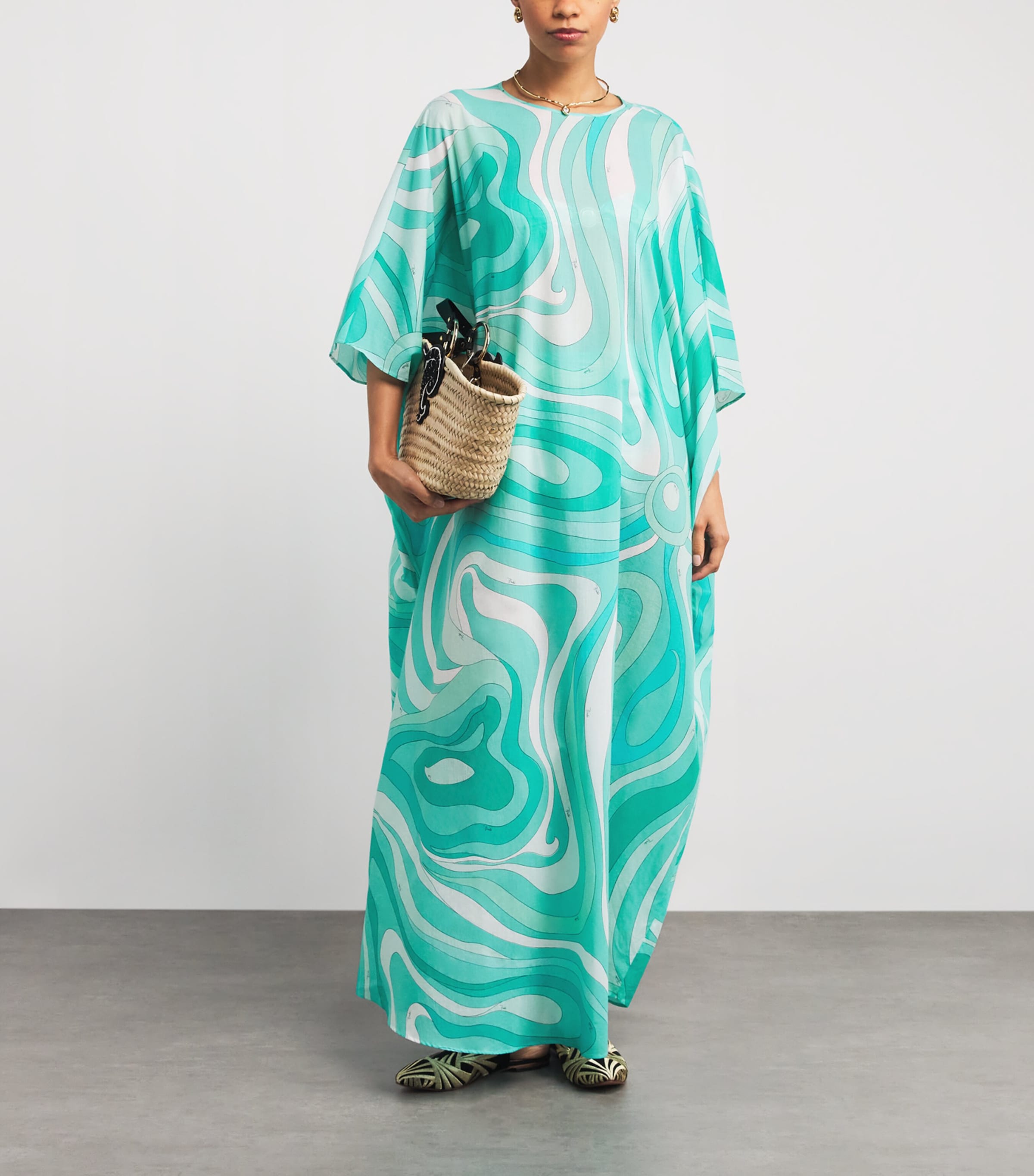 Cotton Marmo Maxi Dress 007/TURQUOISE Image 2