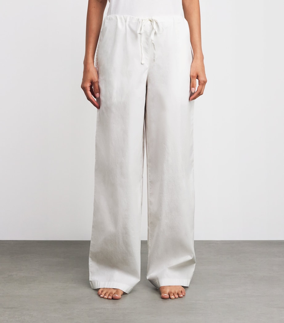 Cotton Poplin Wide-Leg Trousers SNOW Image 3
