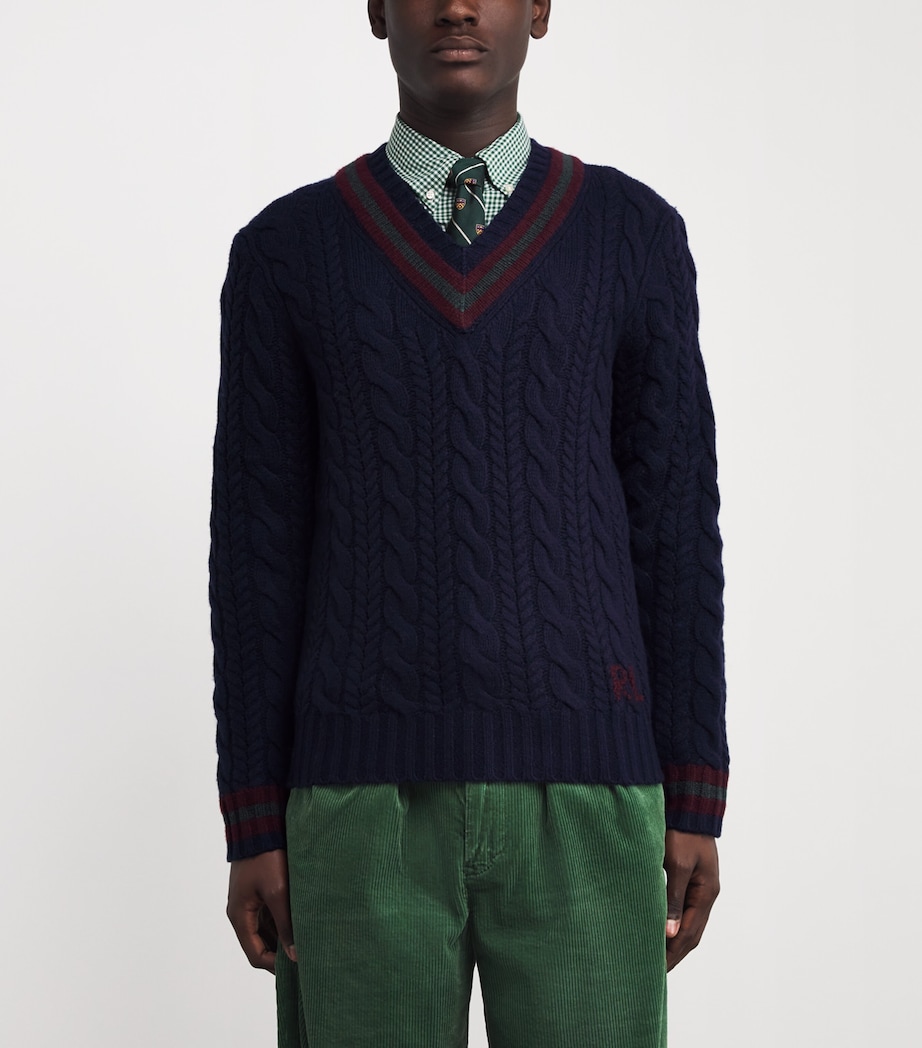 Wool-Cashmere V-Neck Sweater BLUE Image 3