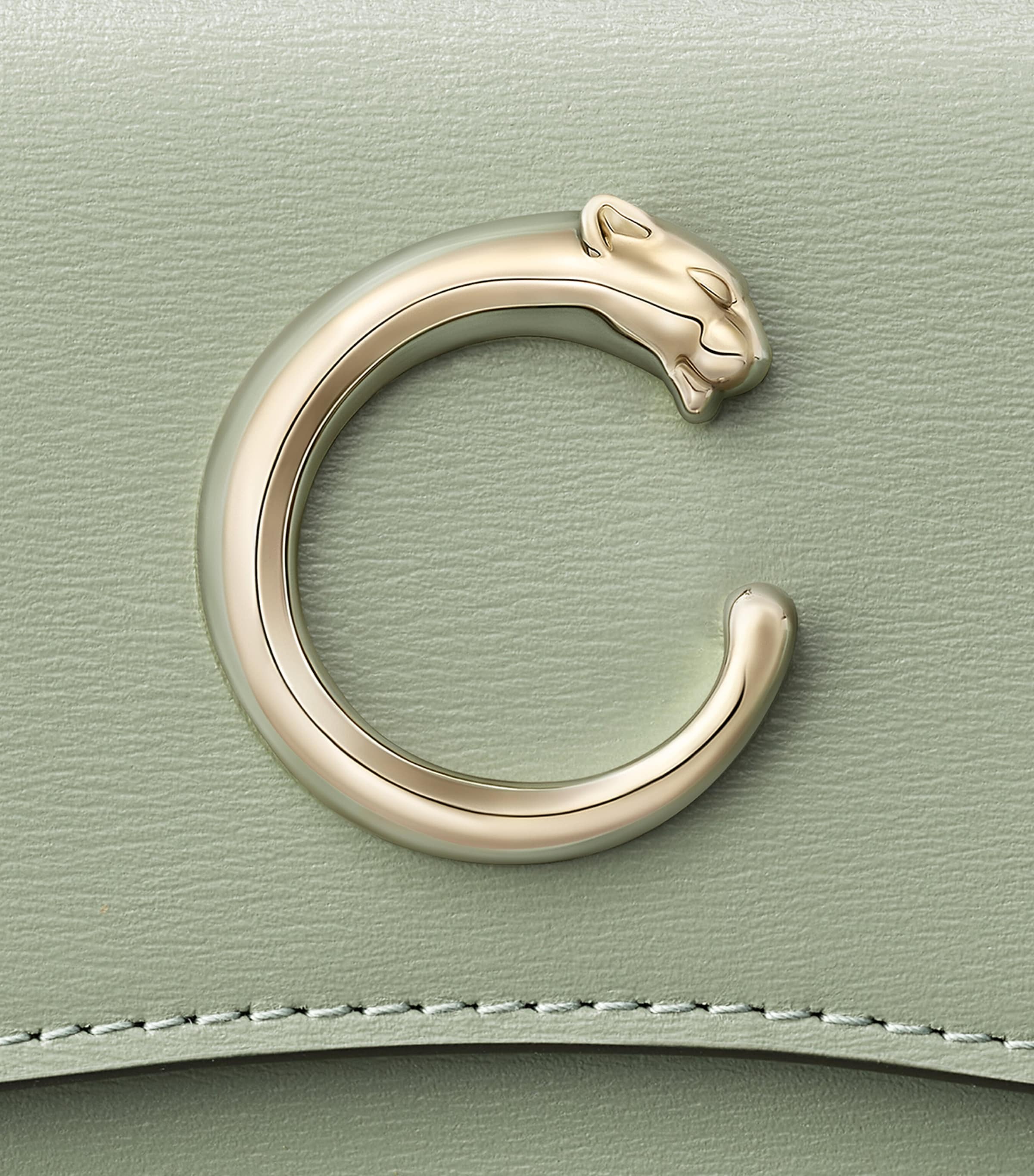 Calfskin Panthère de Cartier Mini Wallet SAGE GREEN Image 4