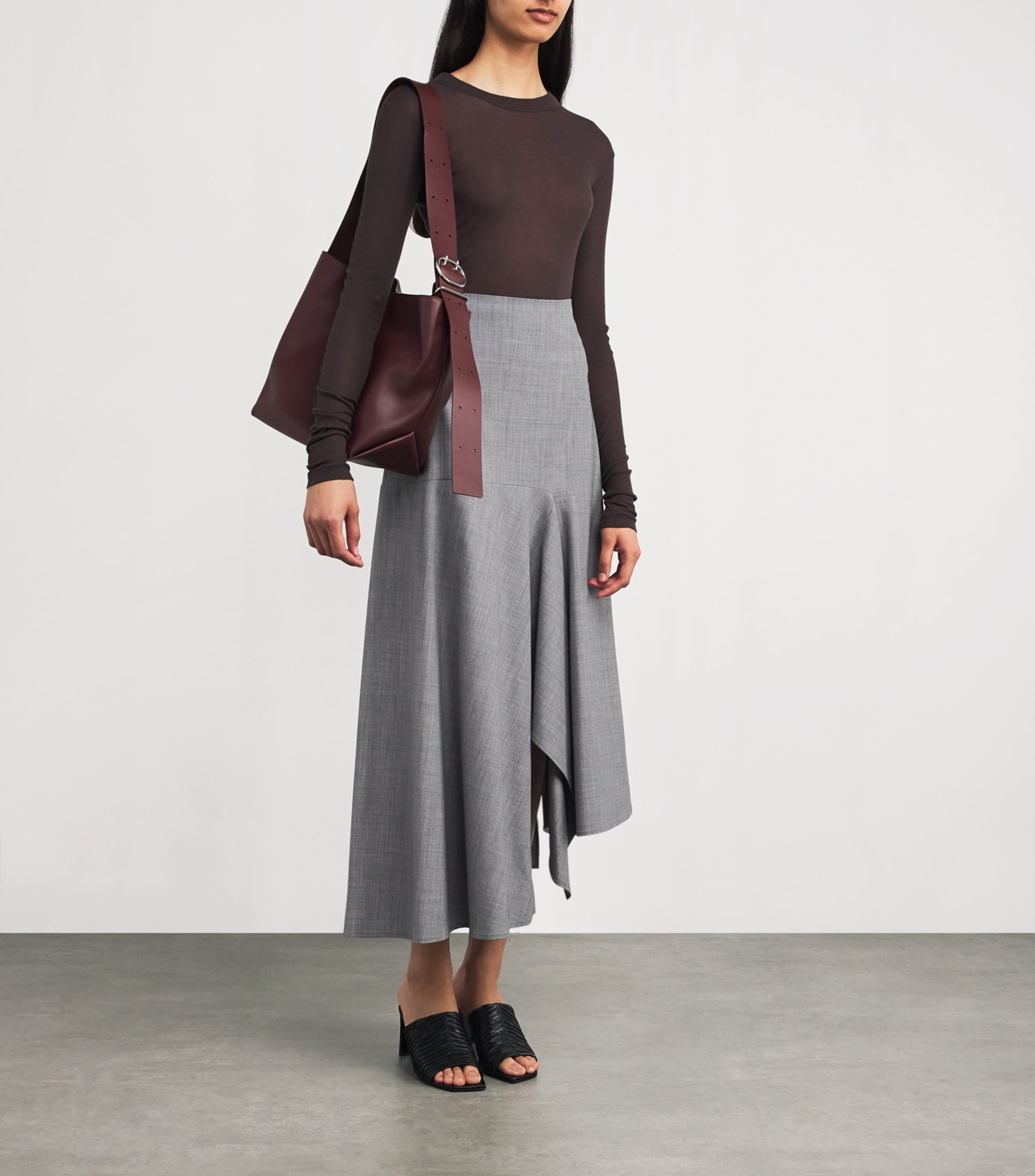 Wool-Blend Asymmetric Midi Skirt 8179 ROCCIA MELANGE Image 2