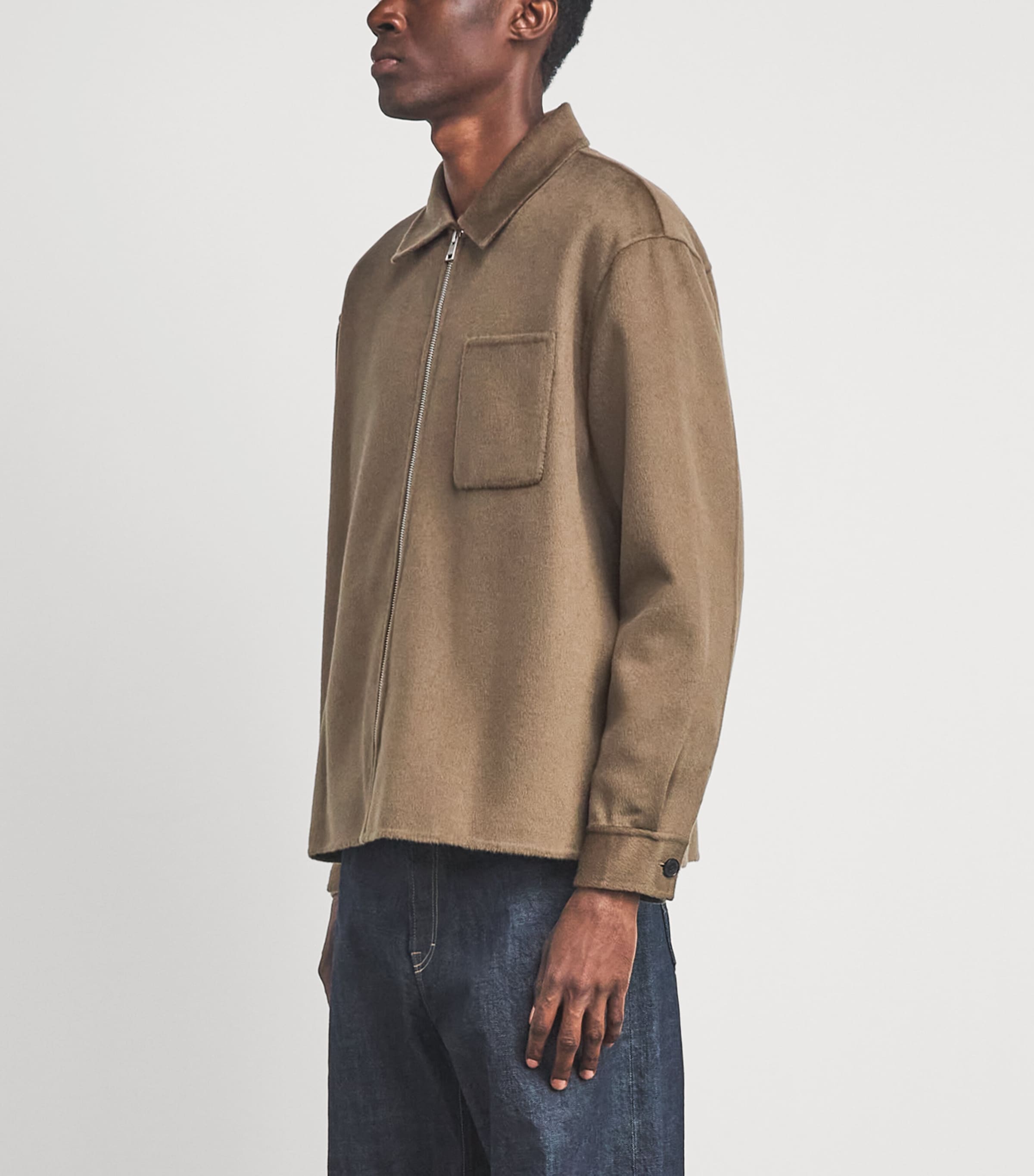 FRAME Mens Double-Face Wool Jacket Soft Taupe Image 4